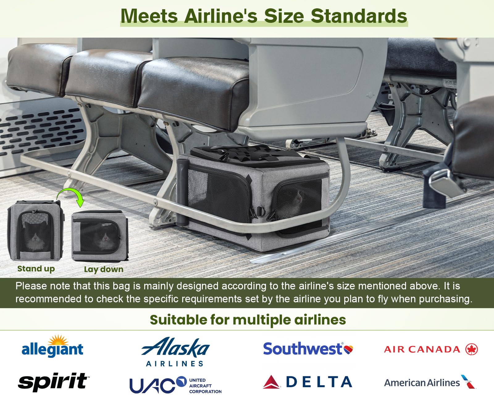 Pecute Airline Approved Cat Carrier Expandable Pet Carrier up to 5kg/12lbs