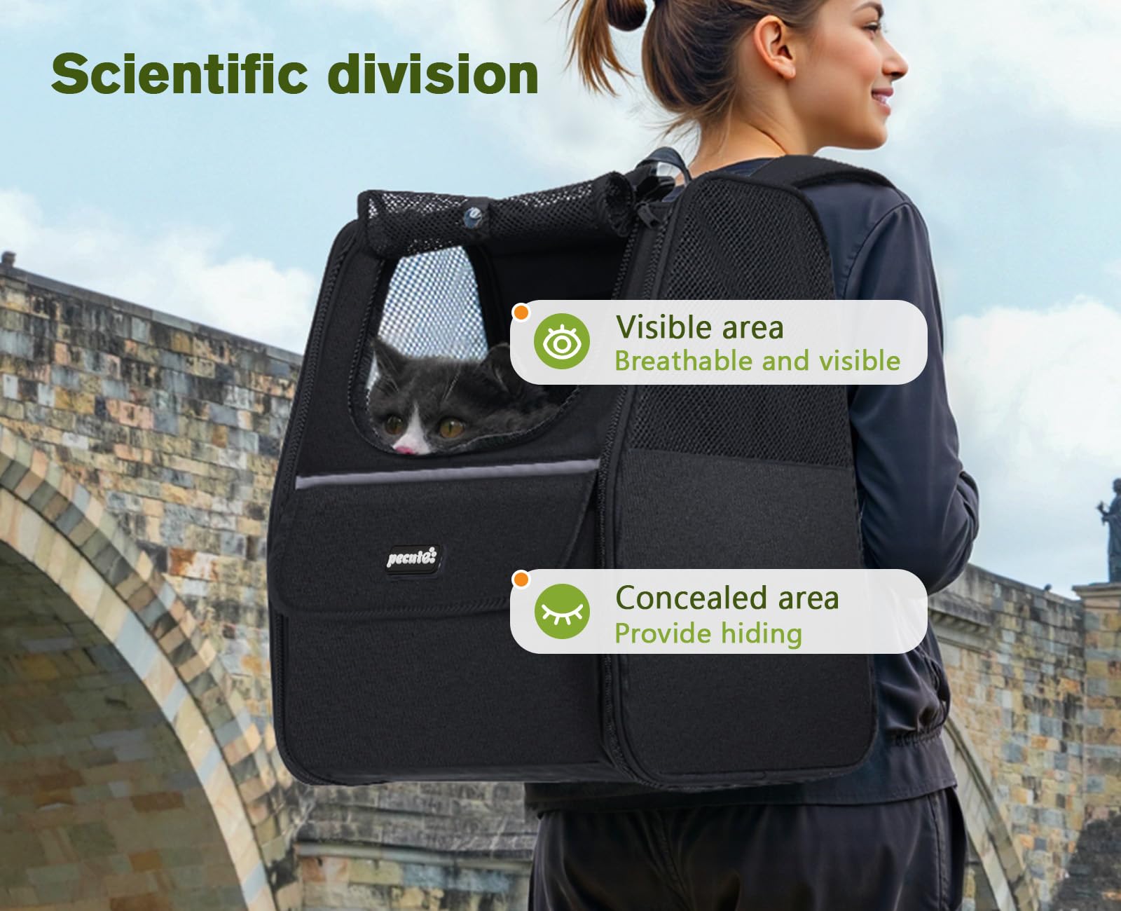 Pecute Trapezoidal Cat Carrier Pet Backpack