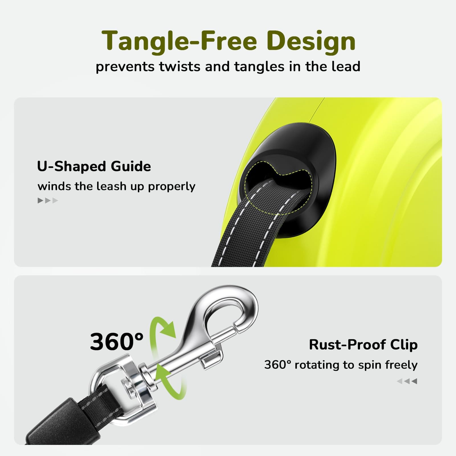 Pecute 10m/32ft Retractable Dog Leash with Dog Waste Bag Holder