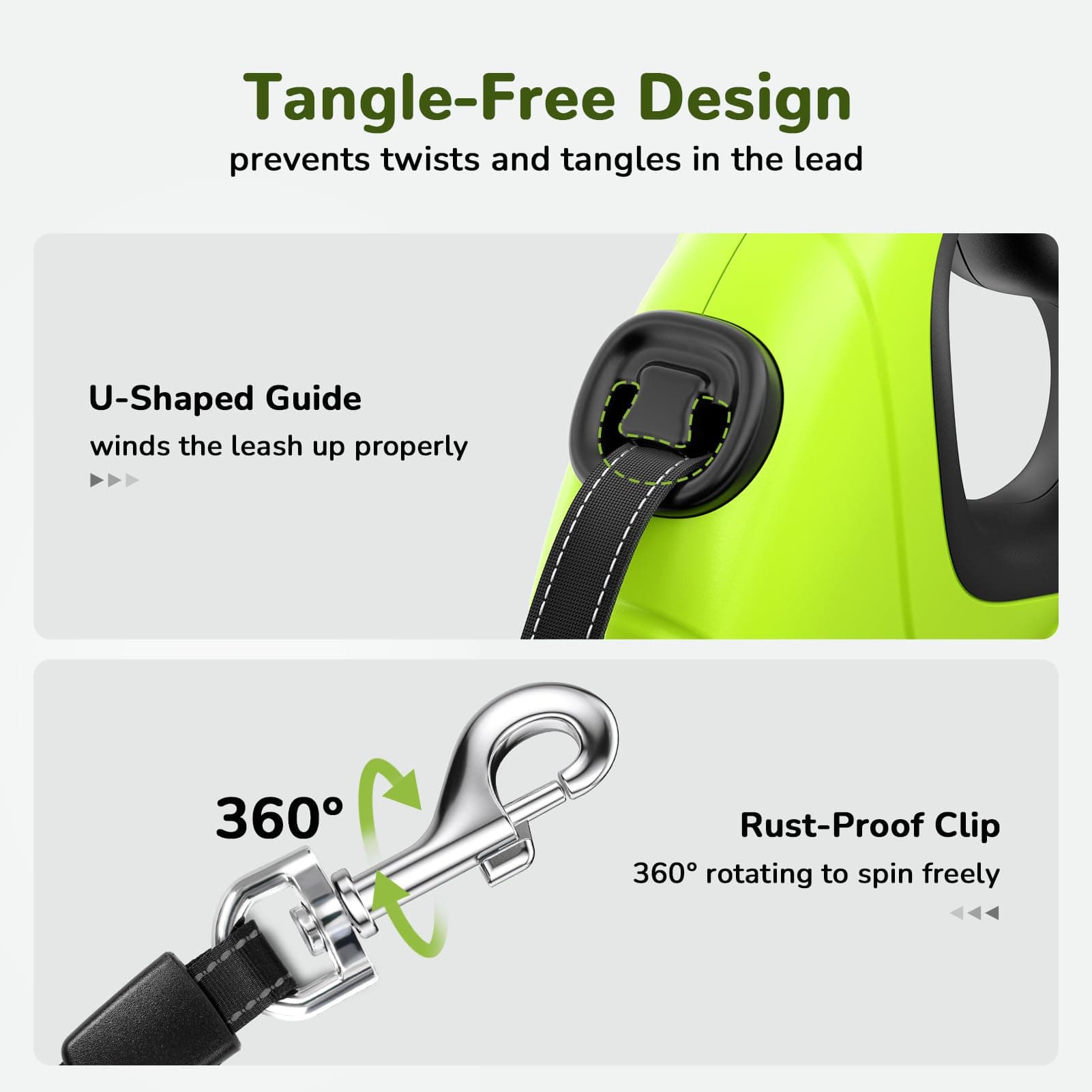 PEUTE 10m/32ft Laish pour chien rétractable avec des bandes réfléchissantes avec sac de merde