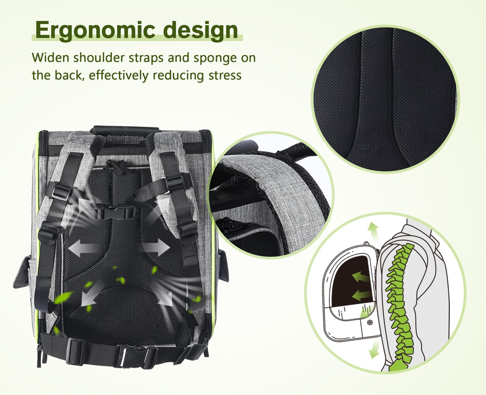 Pecute Cat Carrier Dog Backpack Expandable (Grey) - As Seen on TV