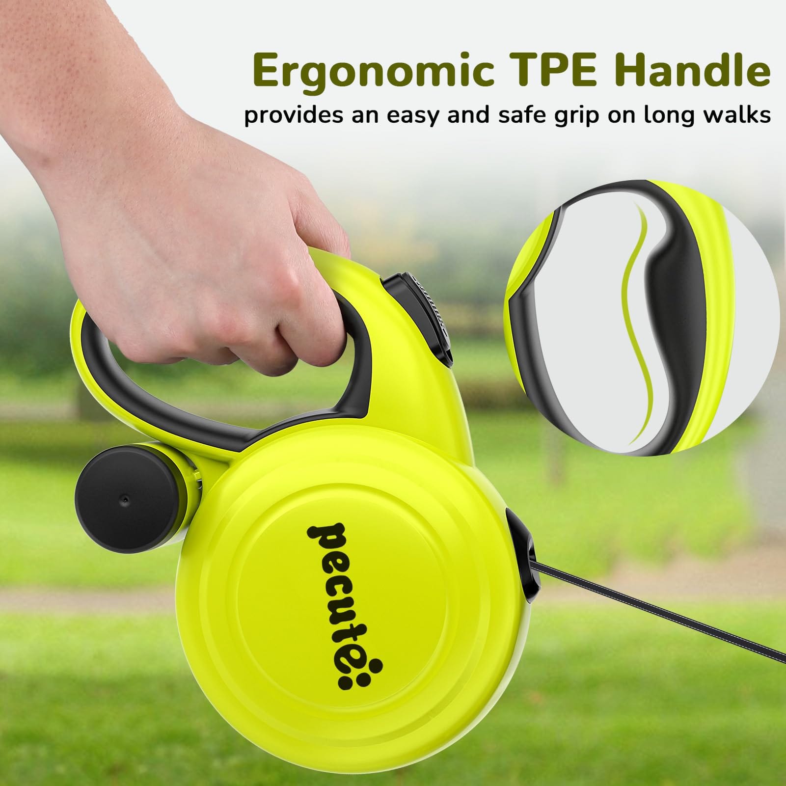 Pecute Retractable Dog Leash with Dog Waste Bag Holder