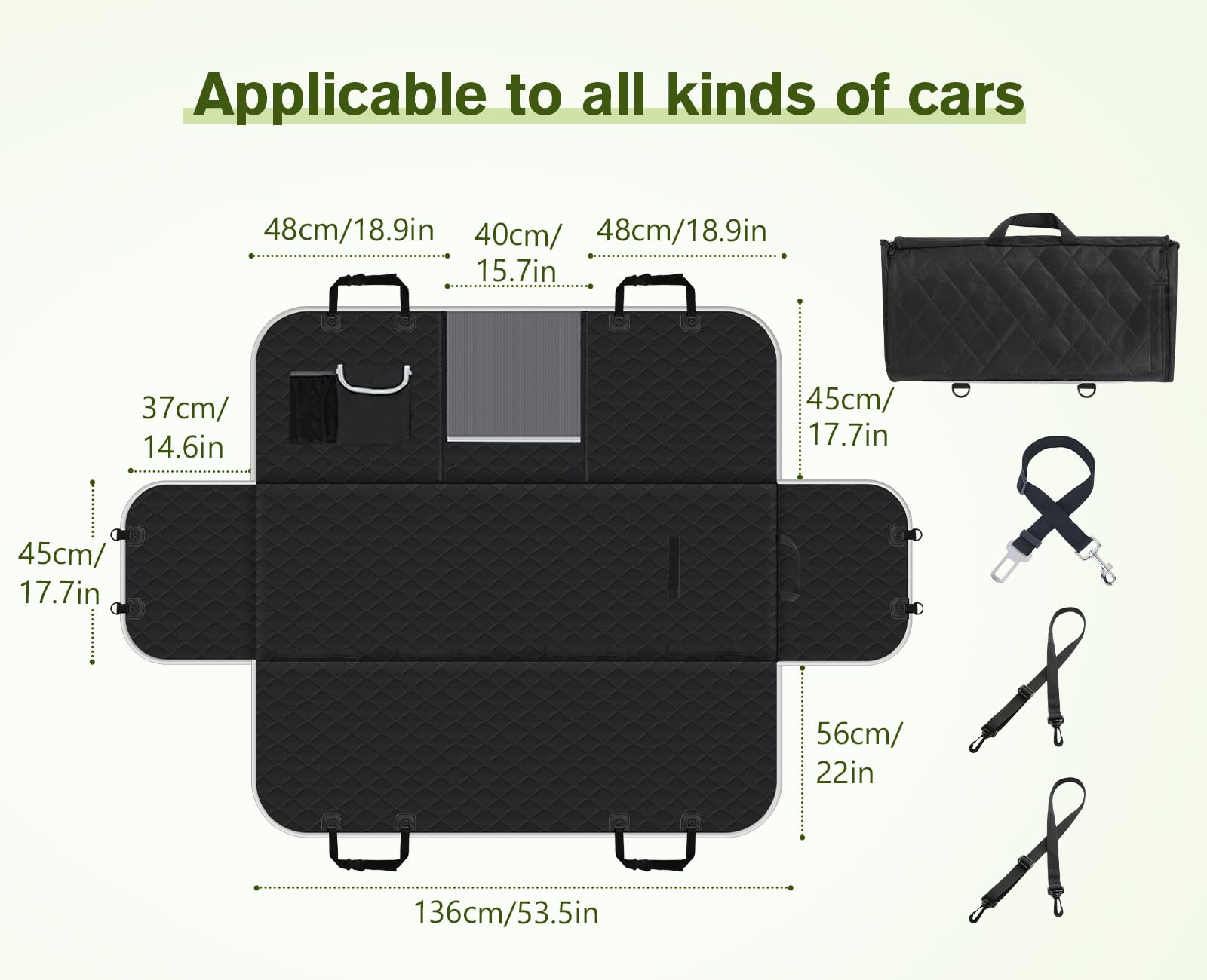 Housse de siège pour chien 100% étanche Pecute (Black Rhombus)