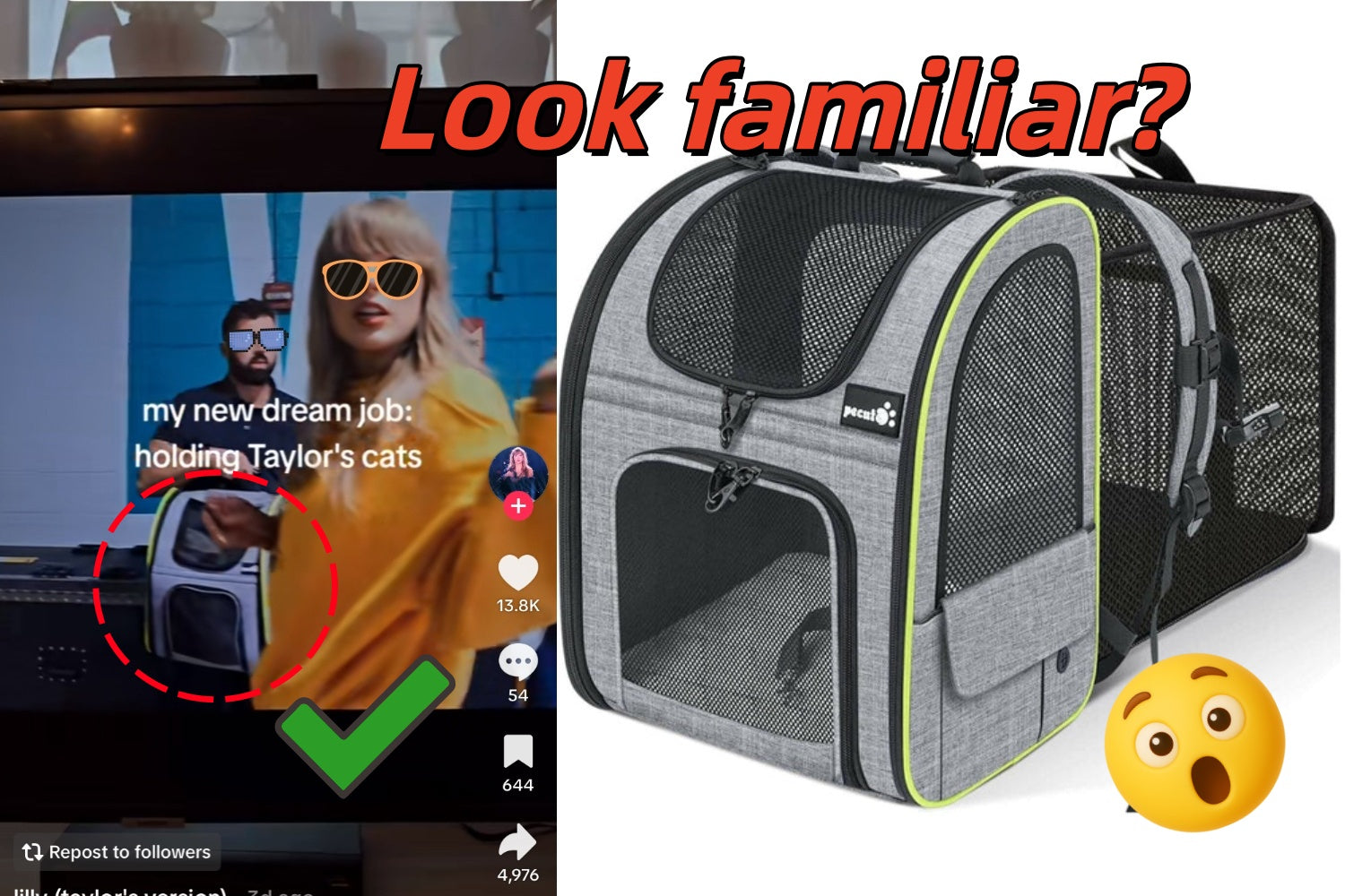 Pecute Cat Carrier Dog Backpack Expandable (Grey) - As Seen on TV