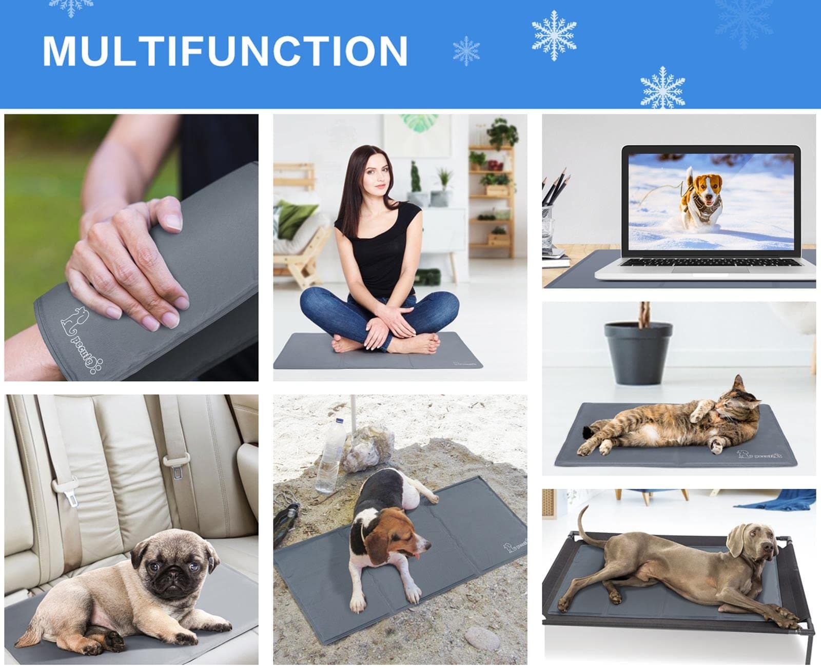 Pecute Dog Cooling Mat Grey(L).