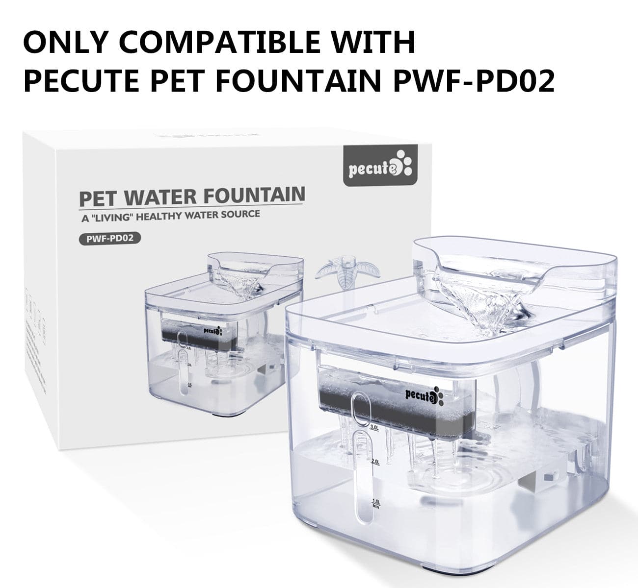 Pecute Cat Water Fountain Reusable Replacement Filters 3Pcs.