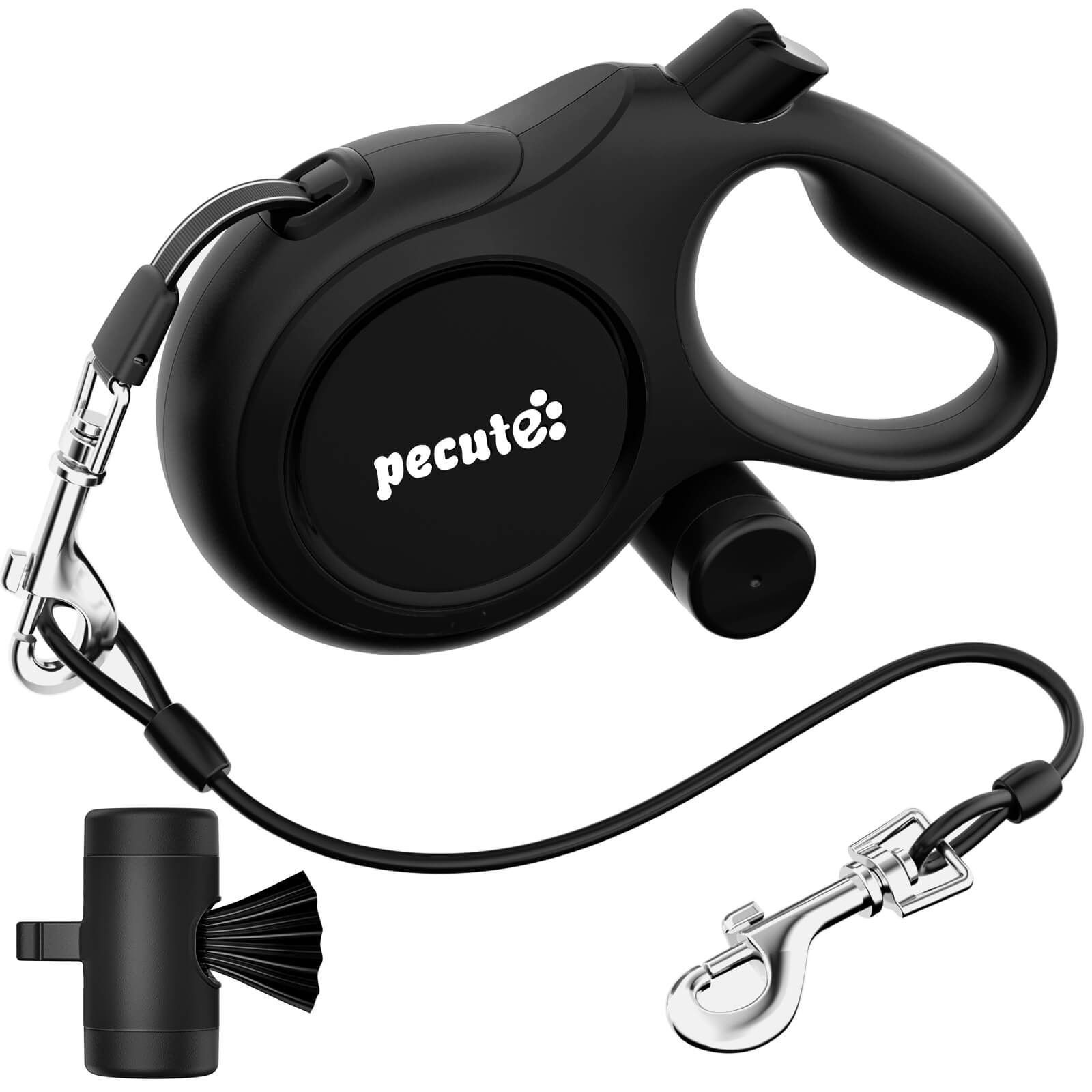 Pecute 2025 New 8m Dog Lead Retractable Dog Leash with Poo Bag Holder