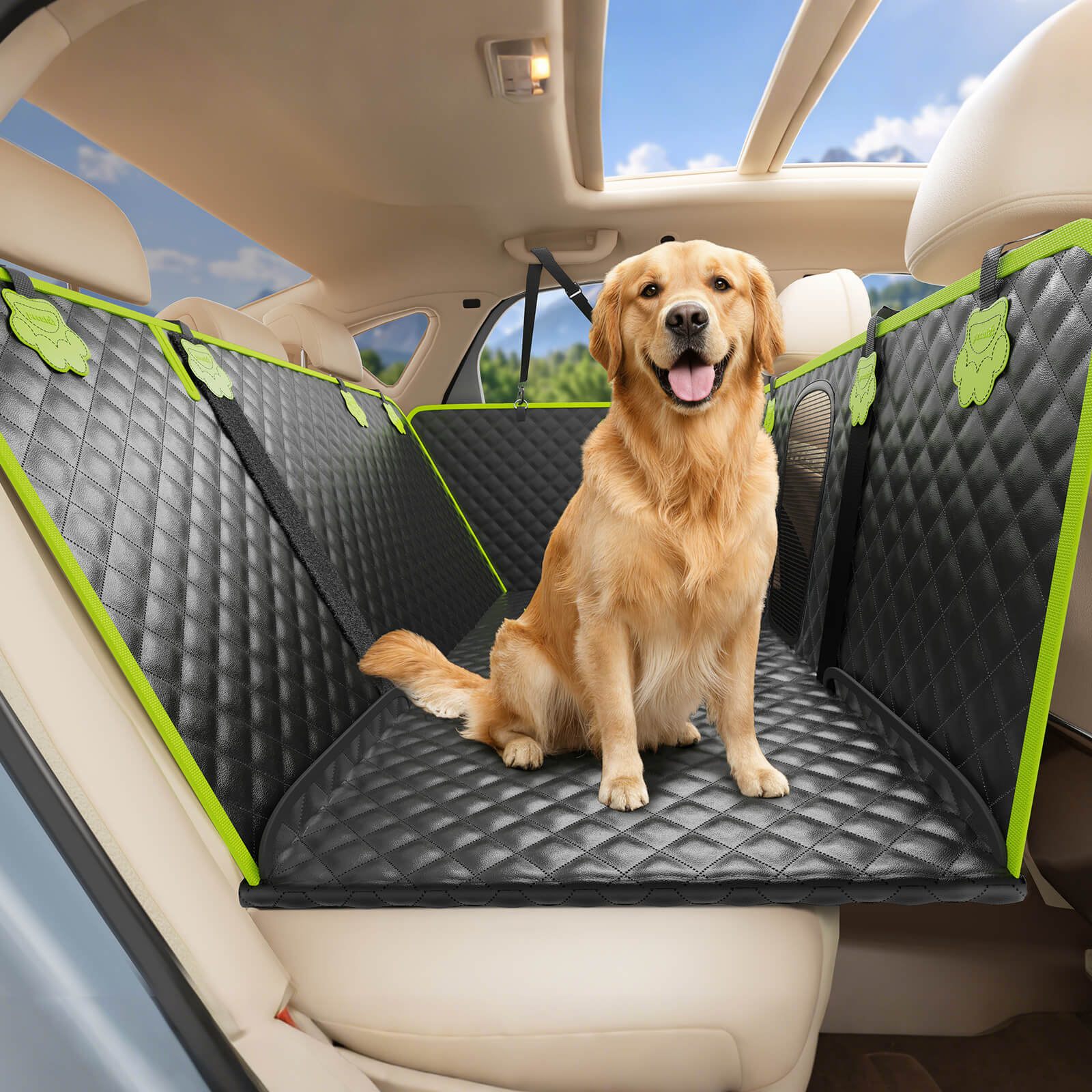 Pecute 2-in-1 Dog Car Seat Cover for Back Seat Transform to Passenger Mode