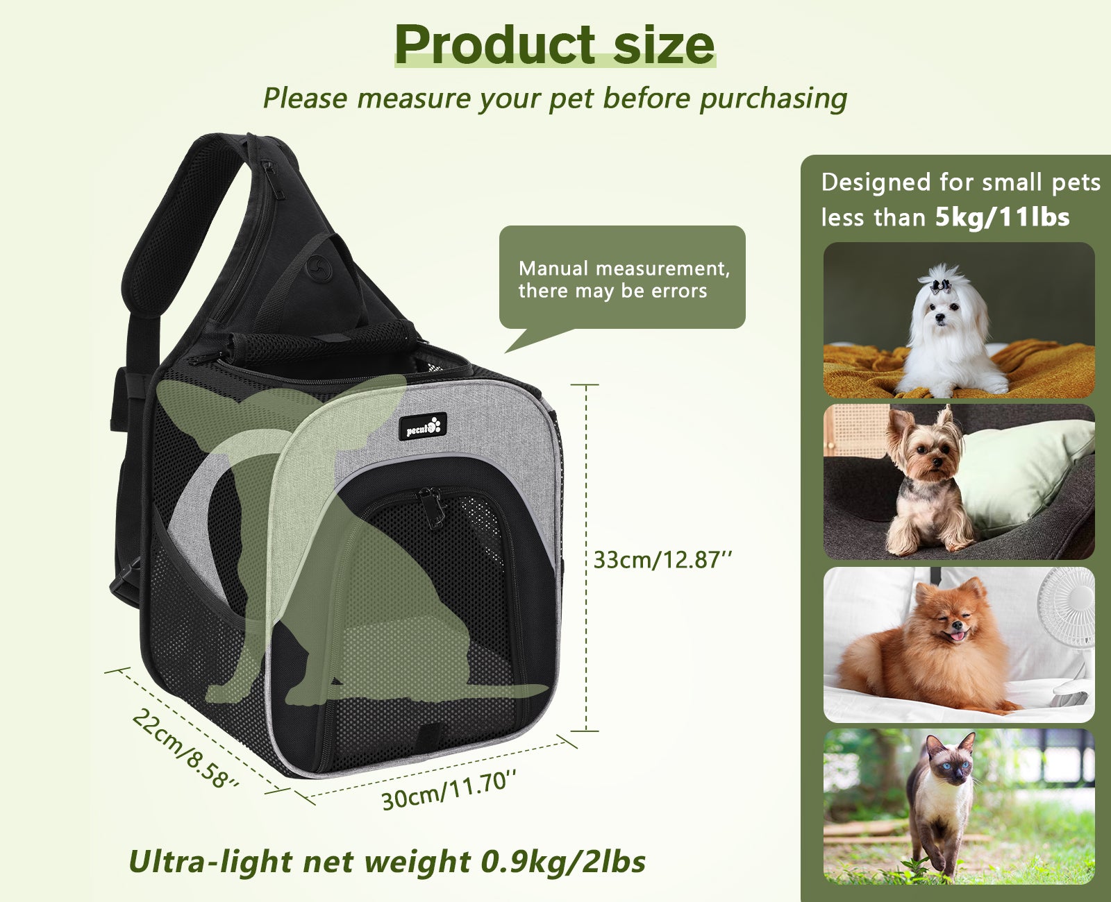 Pecute Small Pet Chest Bag Carrier