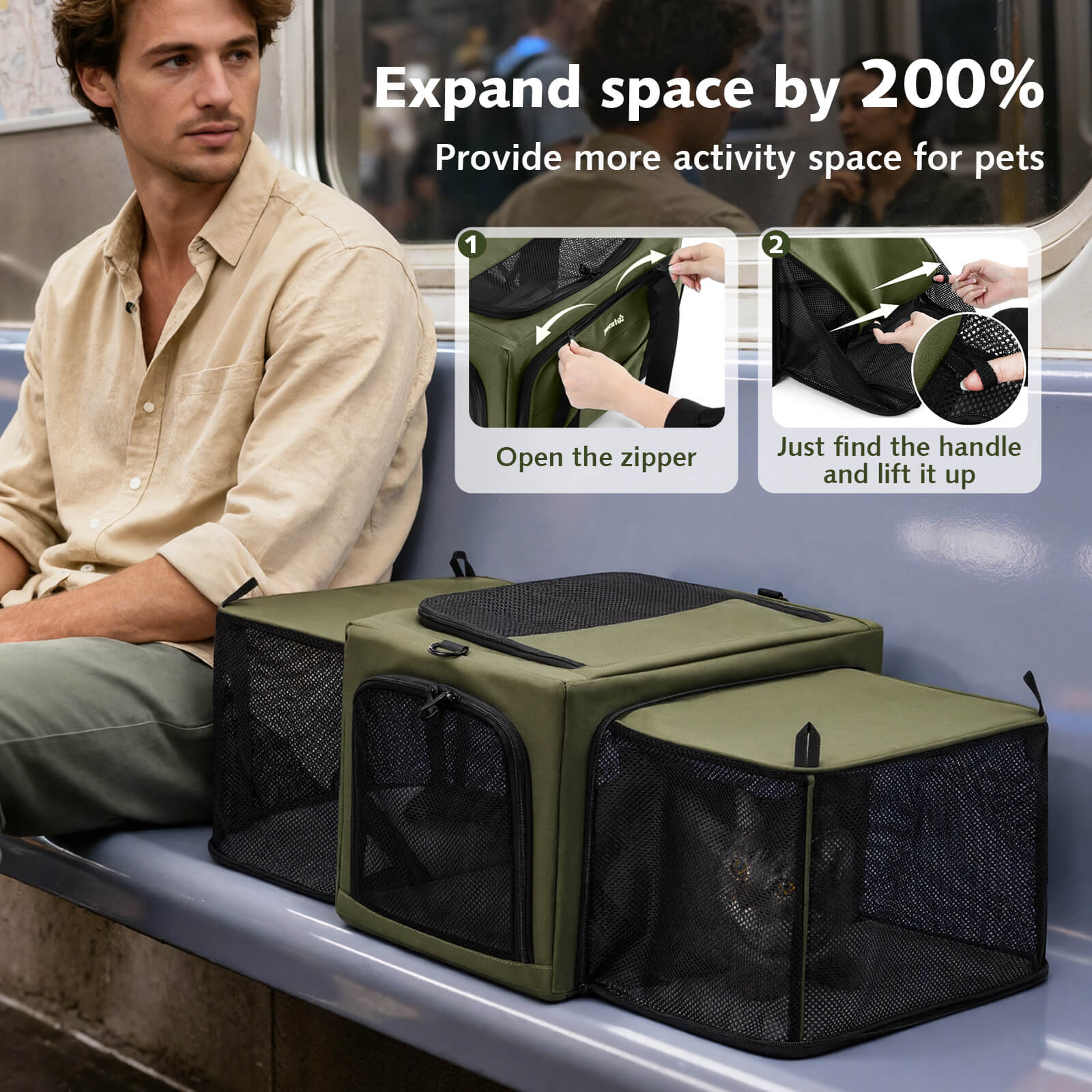 Pecute Built-in Frame Double-Sided Expandable Handbag