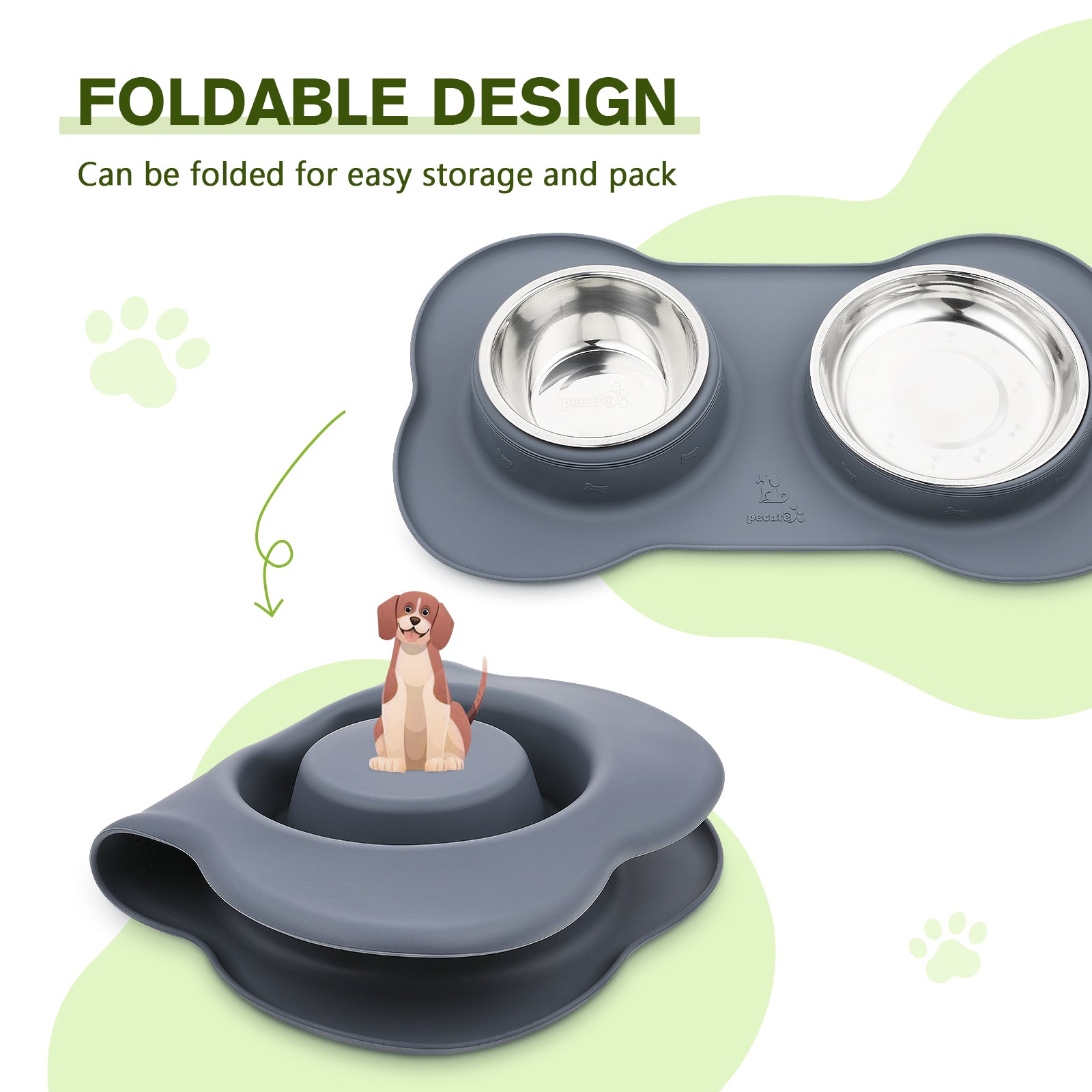 Pecute Non Slip Stainless Steel Double Bowls