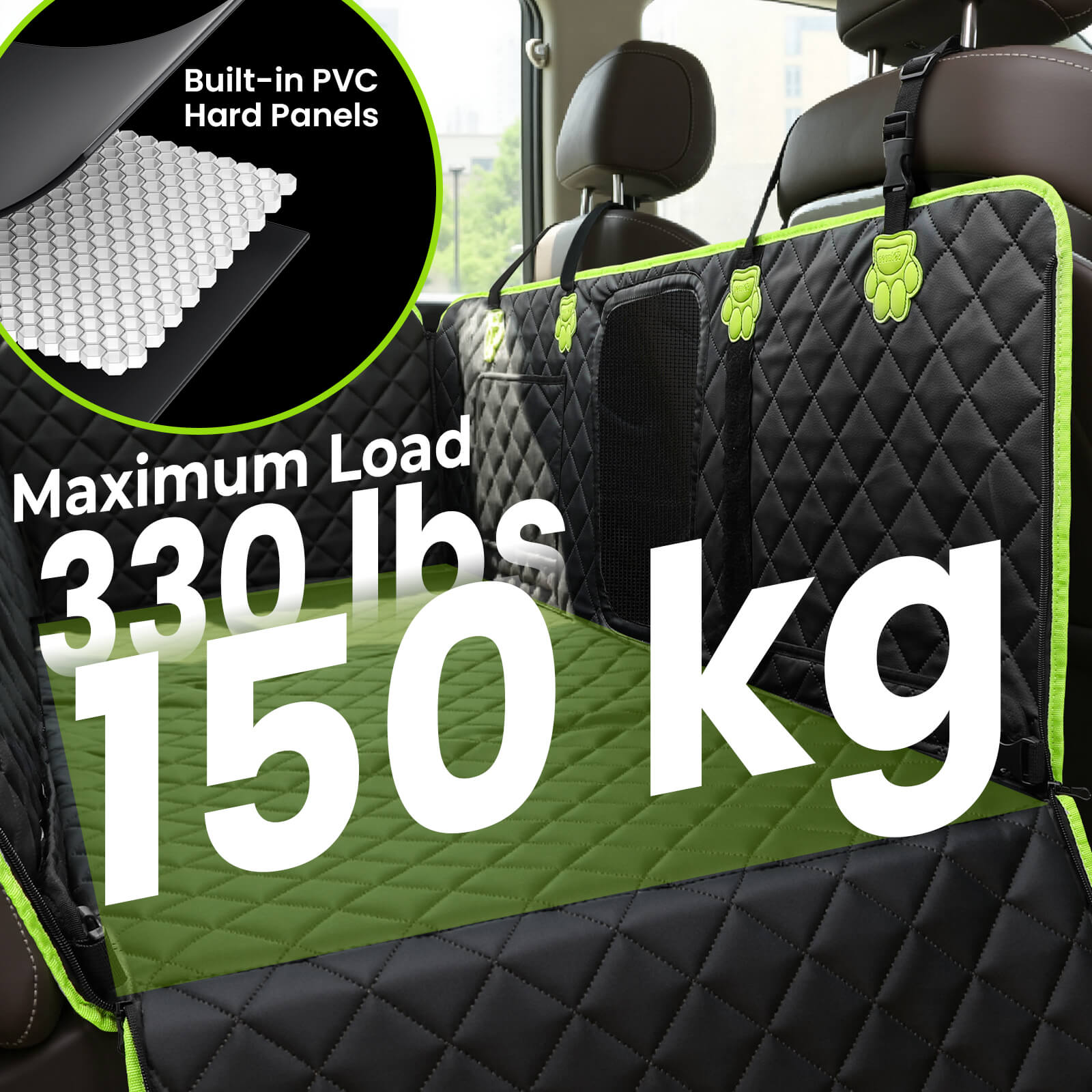 Pecute 2-in-1 Dog Car Seat Cover for Back Seat Transform to Passenger Mode