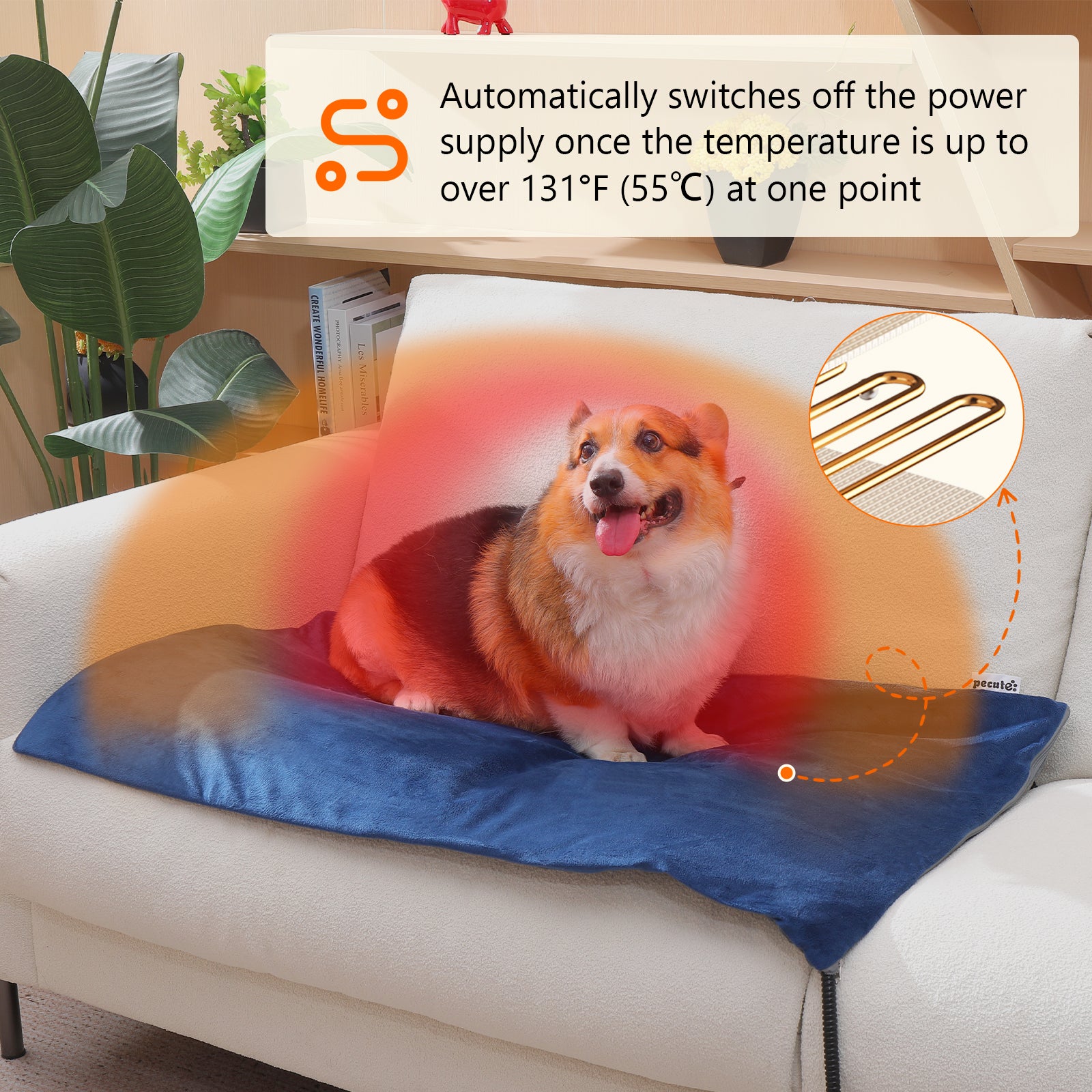 Pecute Pet Heating Pad 6 Adjustable Temperature with Timer