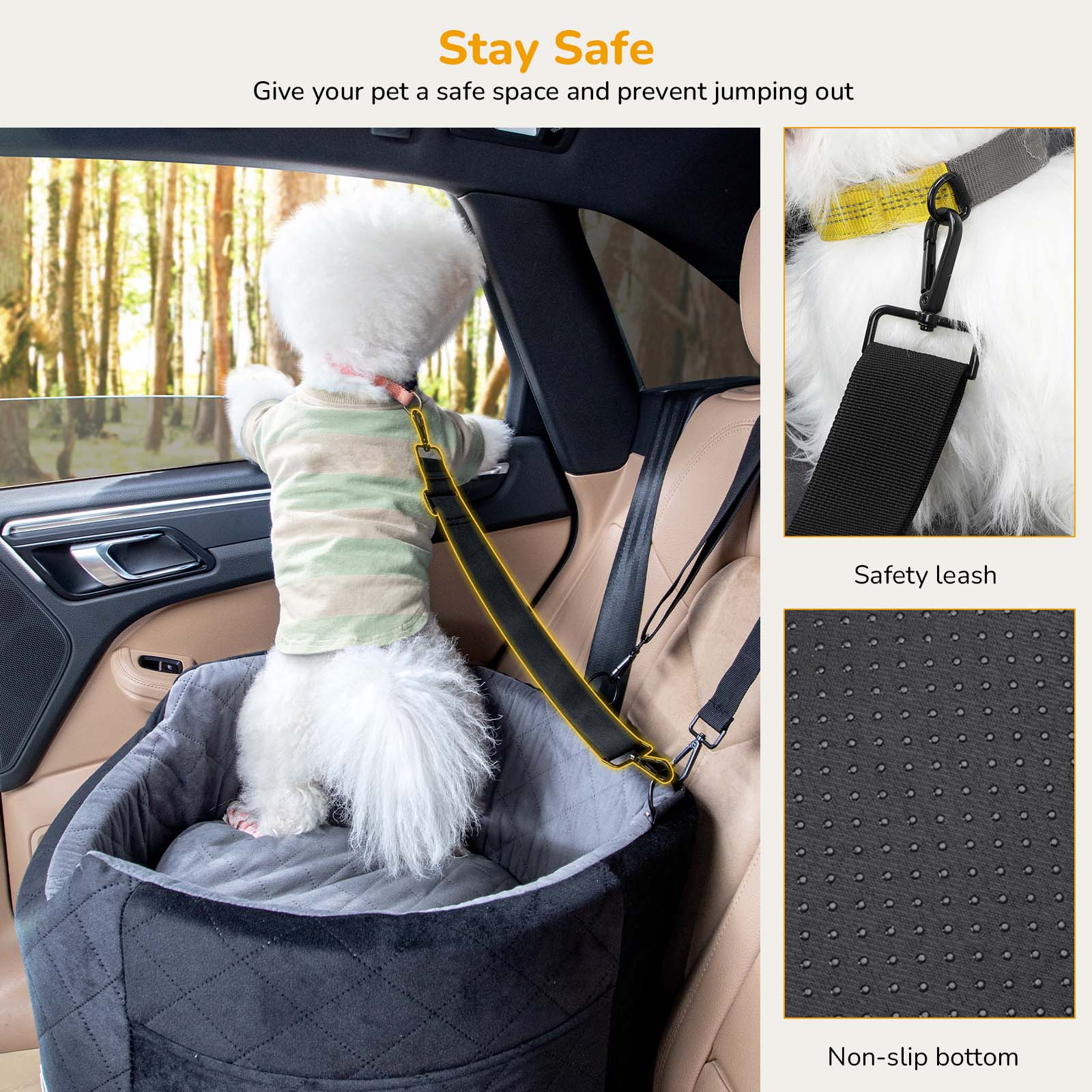 Pecute Dog Car Seat Small Dog Booster Made of Egg Cotton