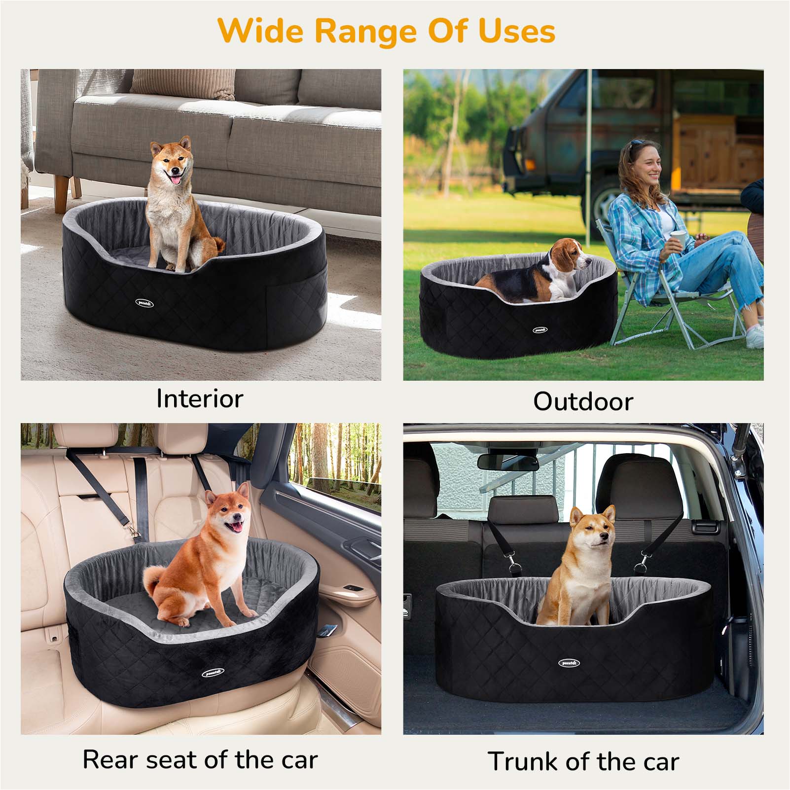 Pecute Egg Crate Memory Foam Dog Car Seat for Large/Medium Dog