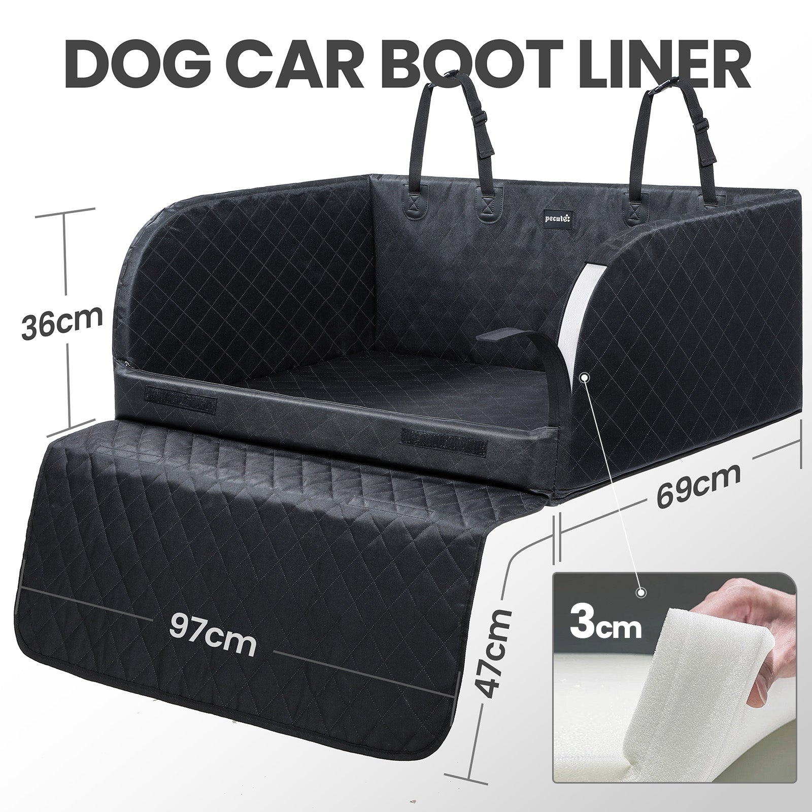 Pecute SUV Cargo Liner for Dogs,Heavy Duty Pet Trunk Liner Cargo Cover with Soft Cushion