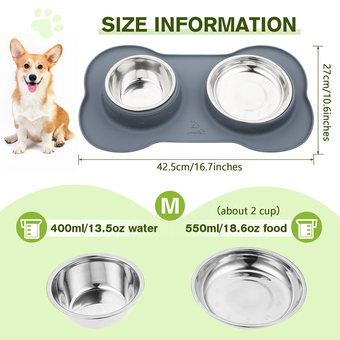 Pecute Non Slip Stainless Steel Double Bowls