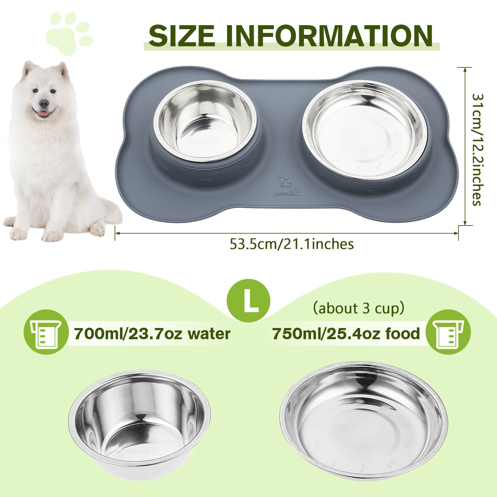 Pecute Non Slip Stainless Steel Double Bowls