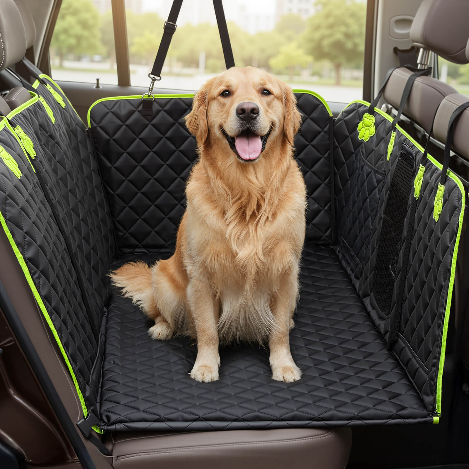 Pecute 2-in-1 Dog Car Seat Cover for Back Seat Transform to Passenger Mode