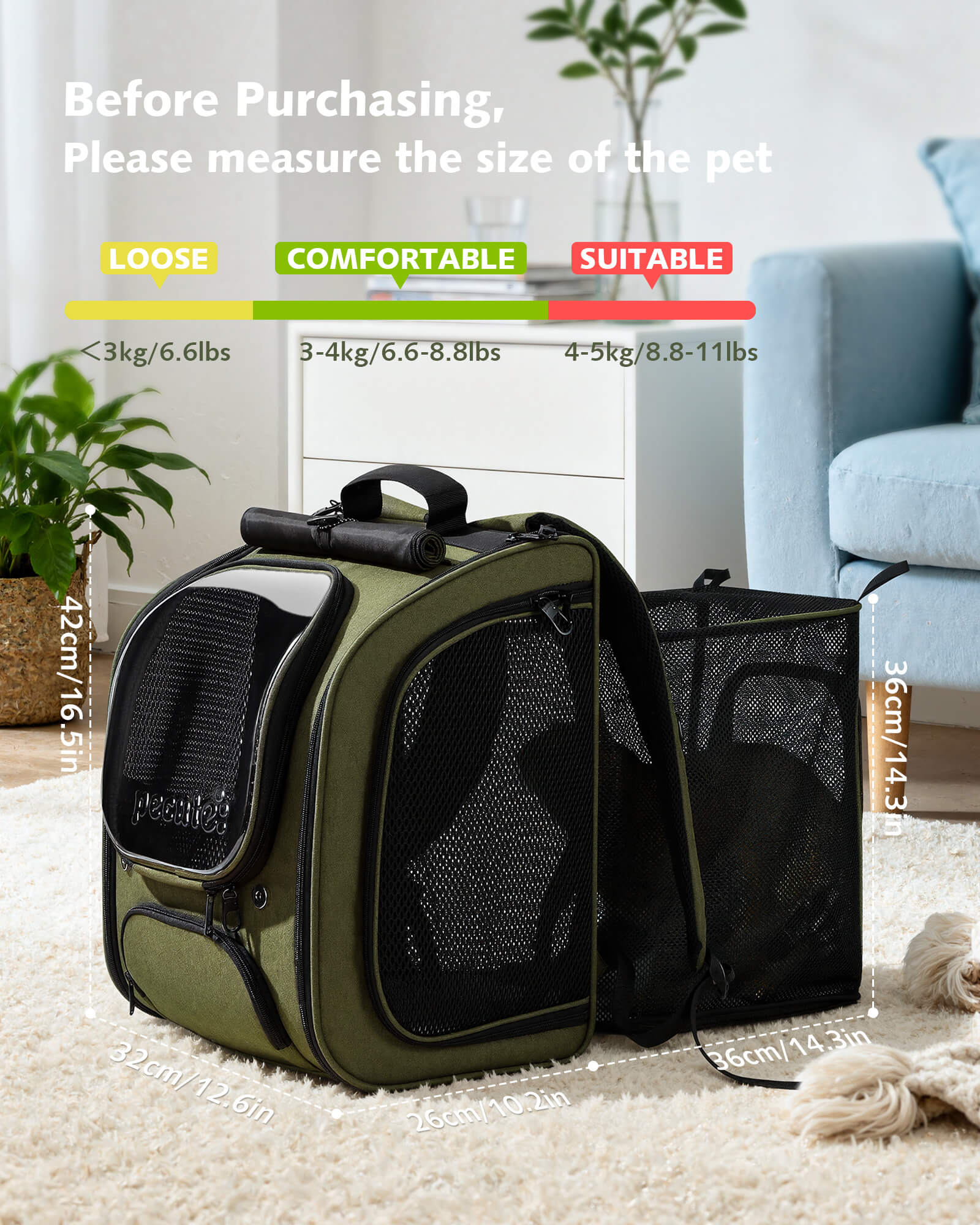 Pecute Expandable Bubble Cat Backpack Carrier Large Space Breathable Cat Carrier