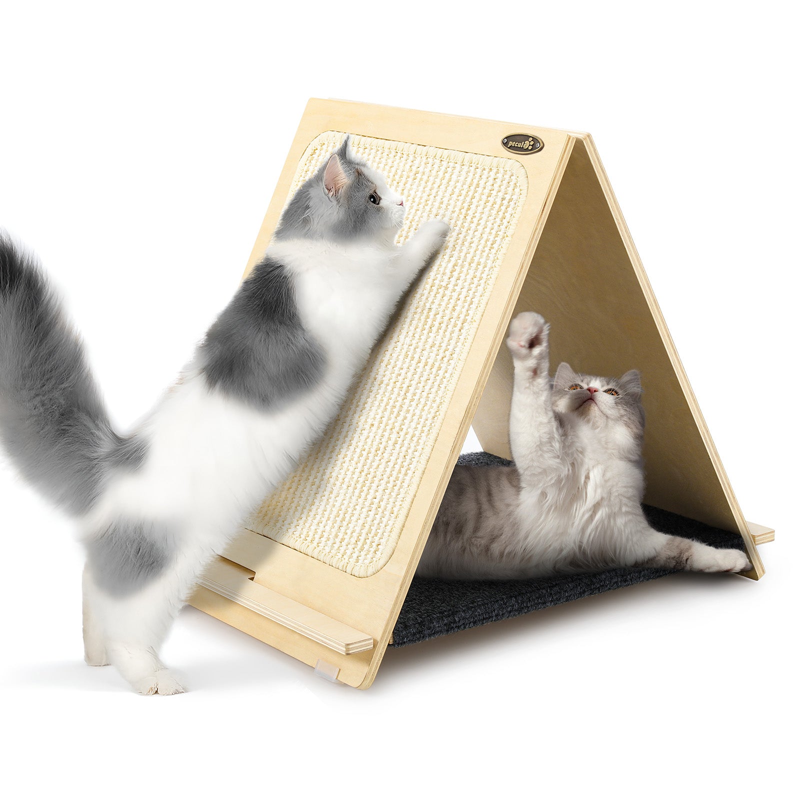 Pecute Triangle Cat Scratcher, Double-Sided Woven Sisal Foldable Cat Scratching Pad