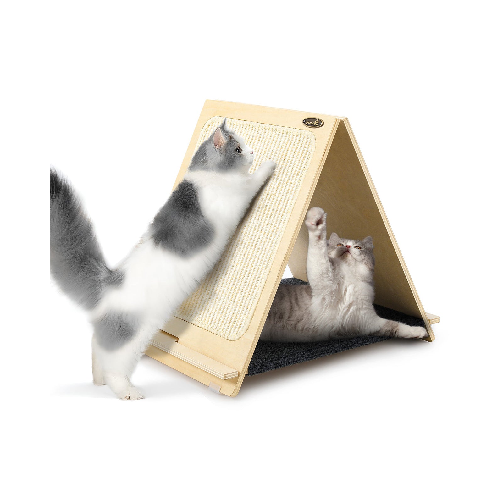 Pecute Triangle Cat Scratcher, Double-Sided Woven Sisal Foldable Cat Scratching Pad