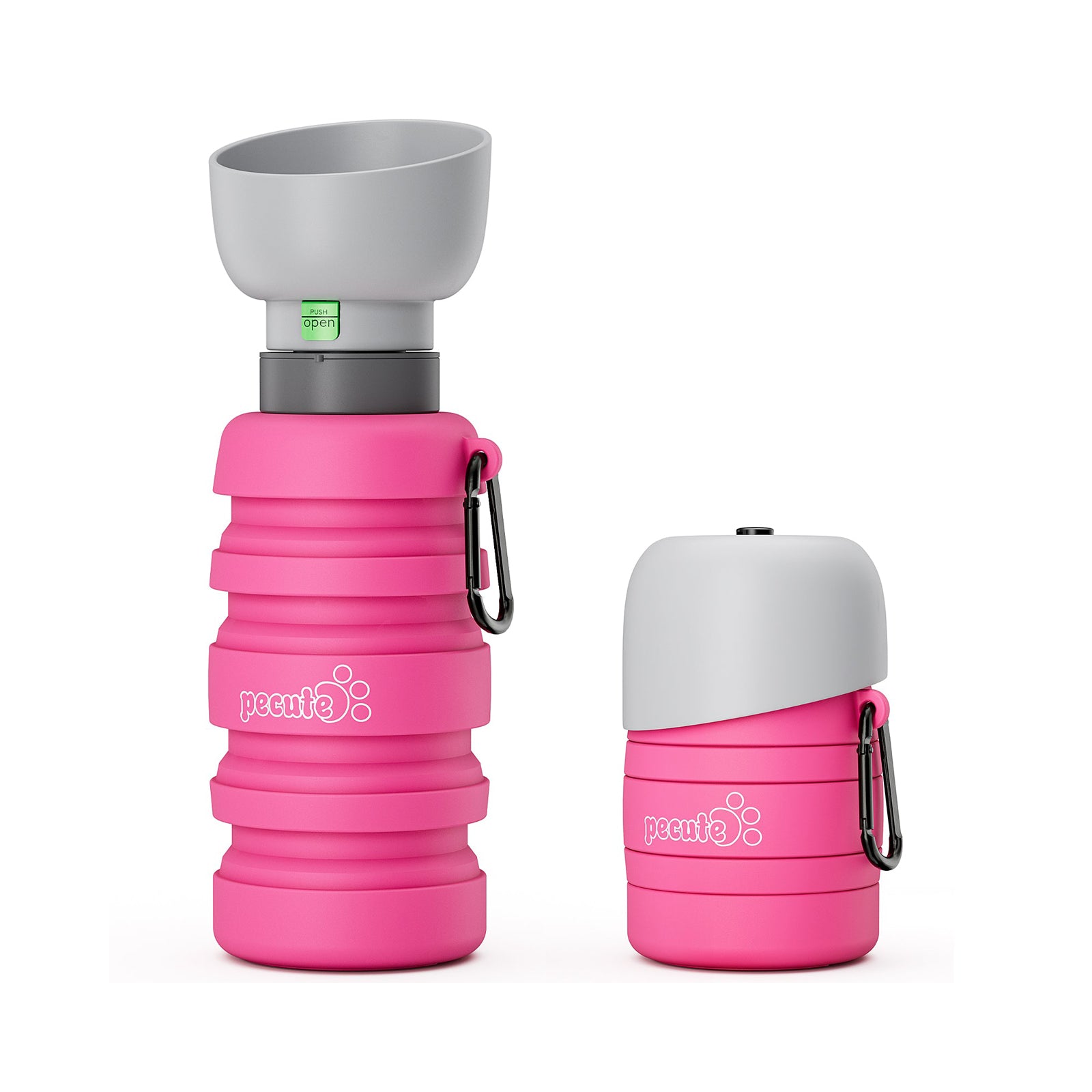 Pecute Foldable Dog Water Bottle 850ml (Pink)