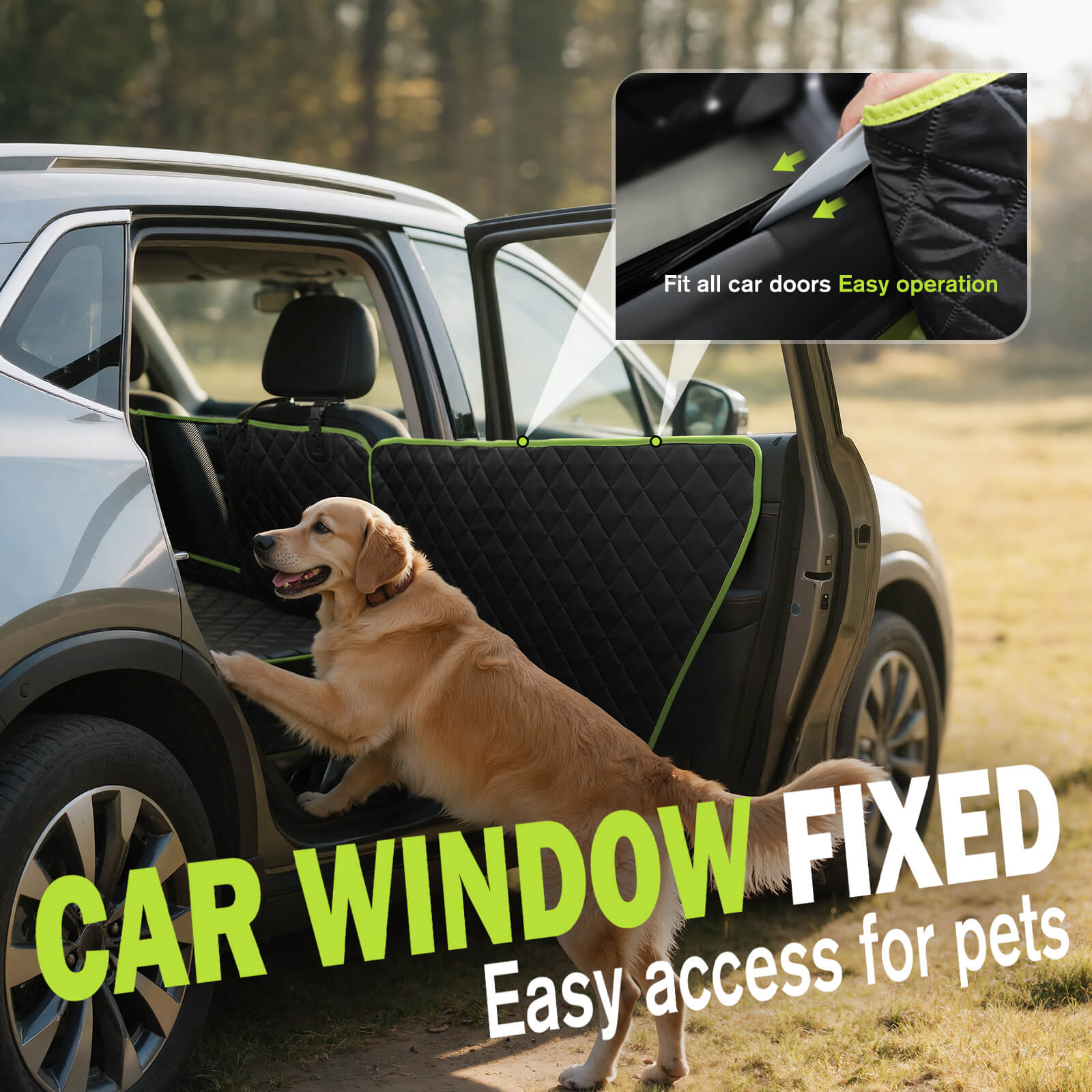 Pecute Full Surrounded Dog Car Seat Cover for Back Seat, Car Window Fixing for Maximum Car Protection