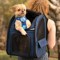 Pecute chat transporteur chien sac à dos extensible (bleu)