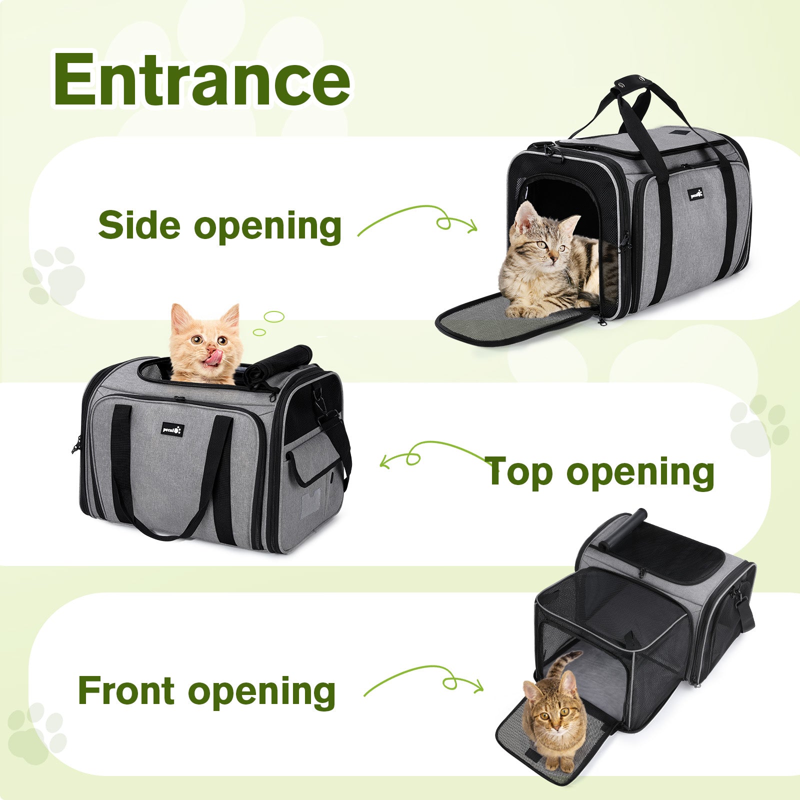 Pecute Cat Carrier Extensible, très grand sac de transport pour animaux de compagnie