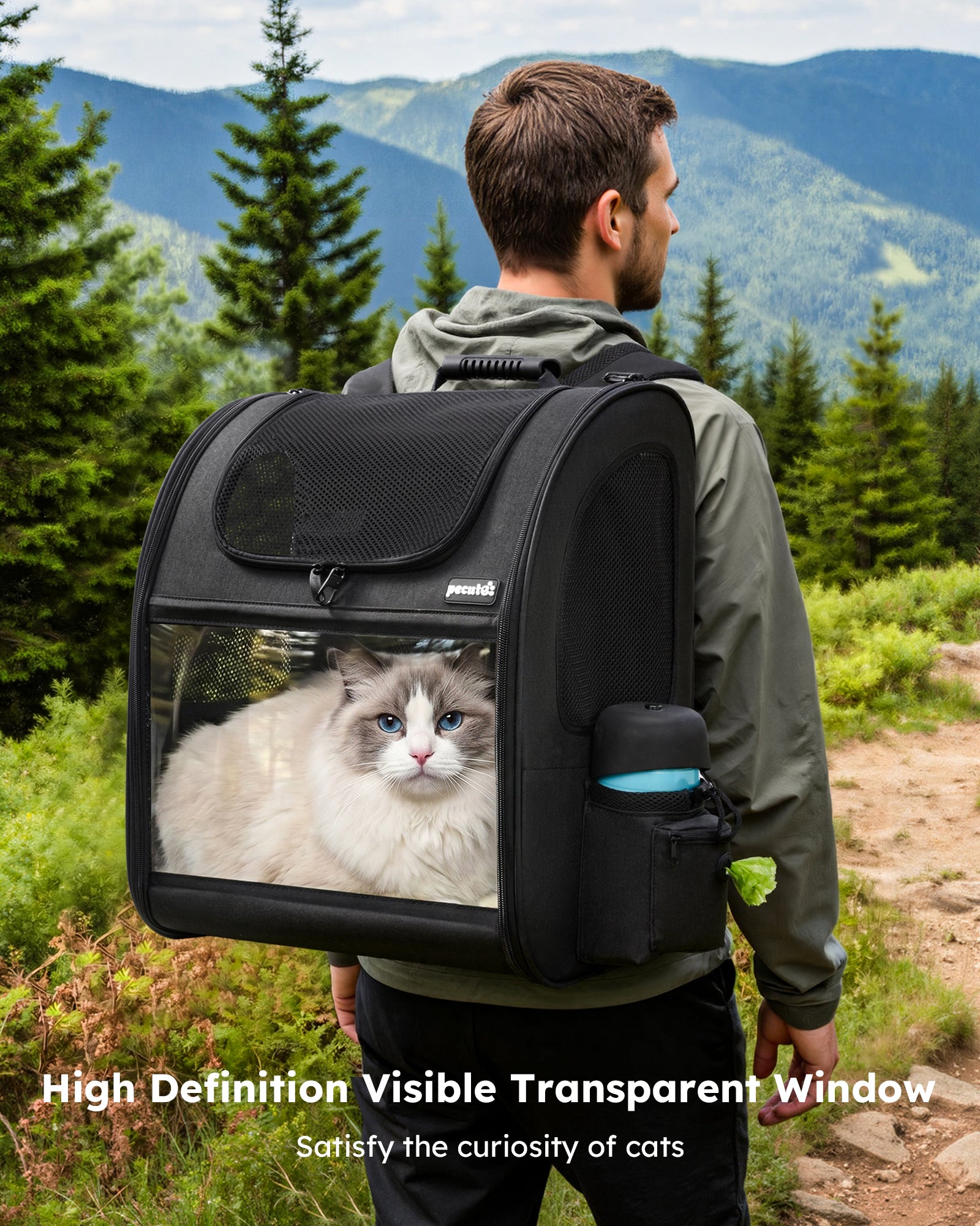 Pecute Expandable Portable Breathable Rucksack Cat Carrier Dog Backpack