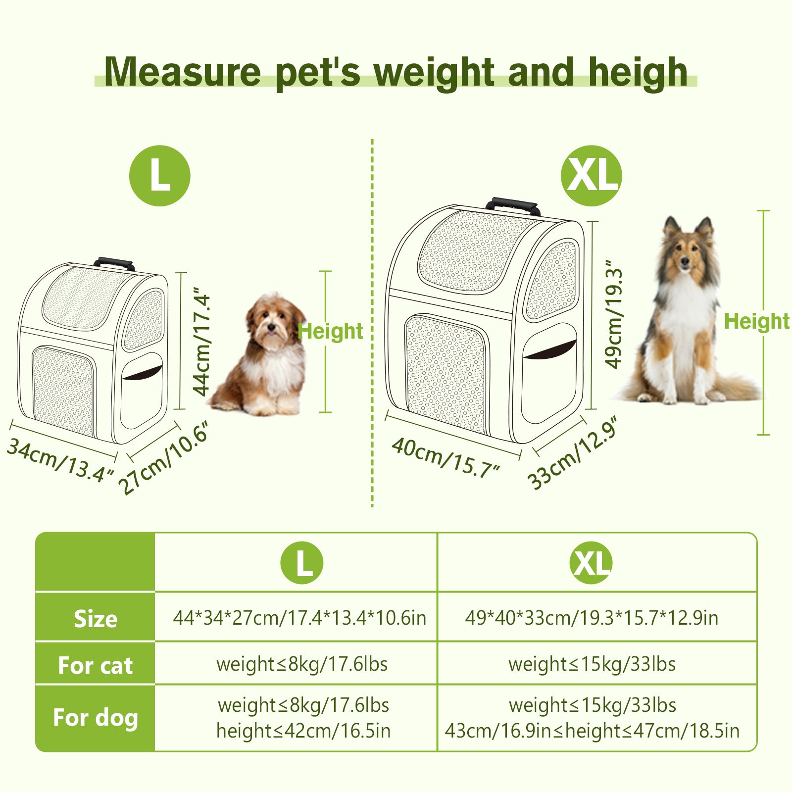 Pecute Portable Breathable Rucksack Expandable Cat Carrier Dog Backpack（Grey）