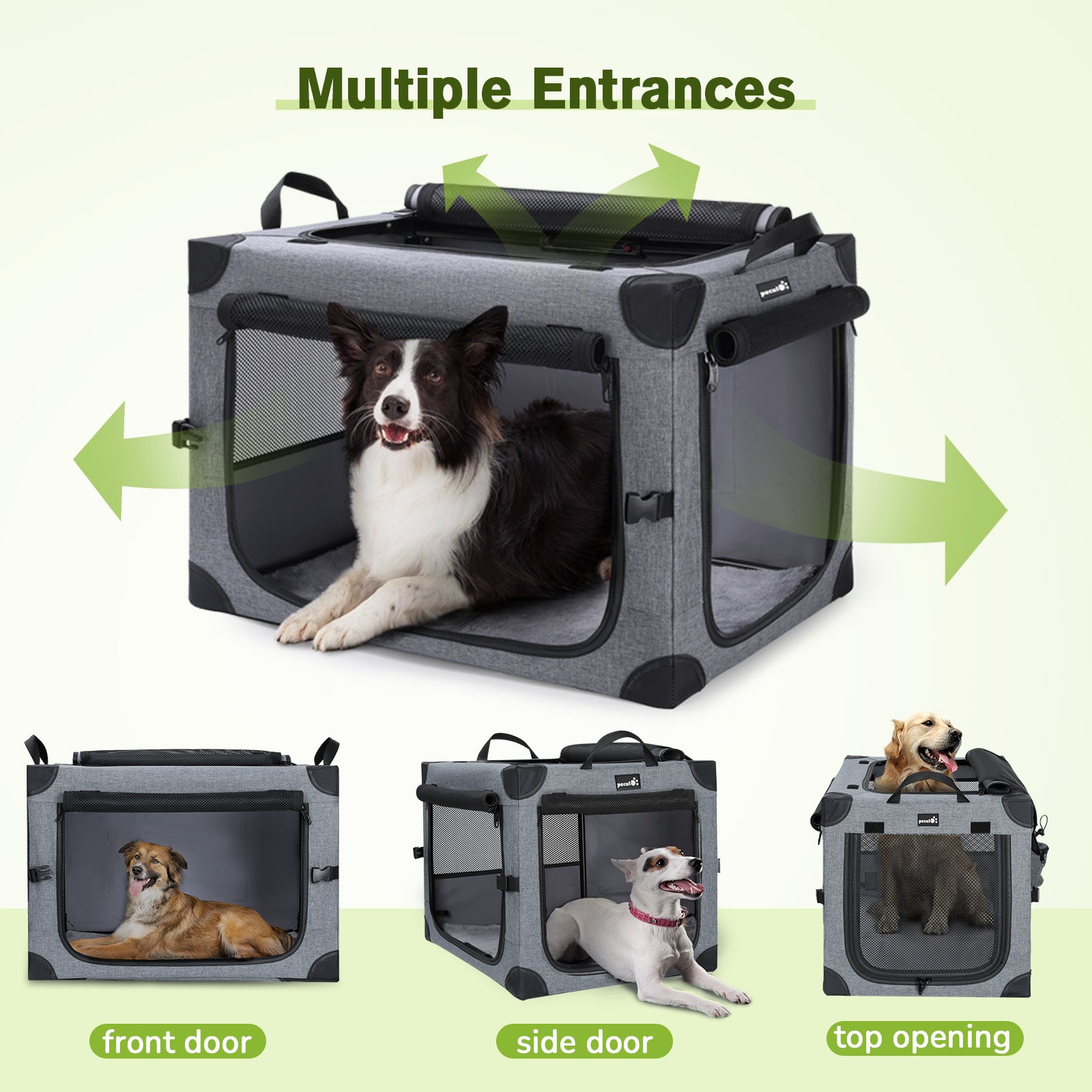 Pecute Dog Carrier, Collapsible Dog Crate with Breathable Mesh