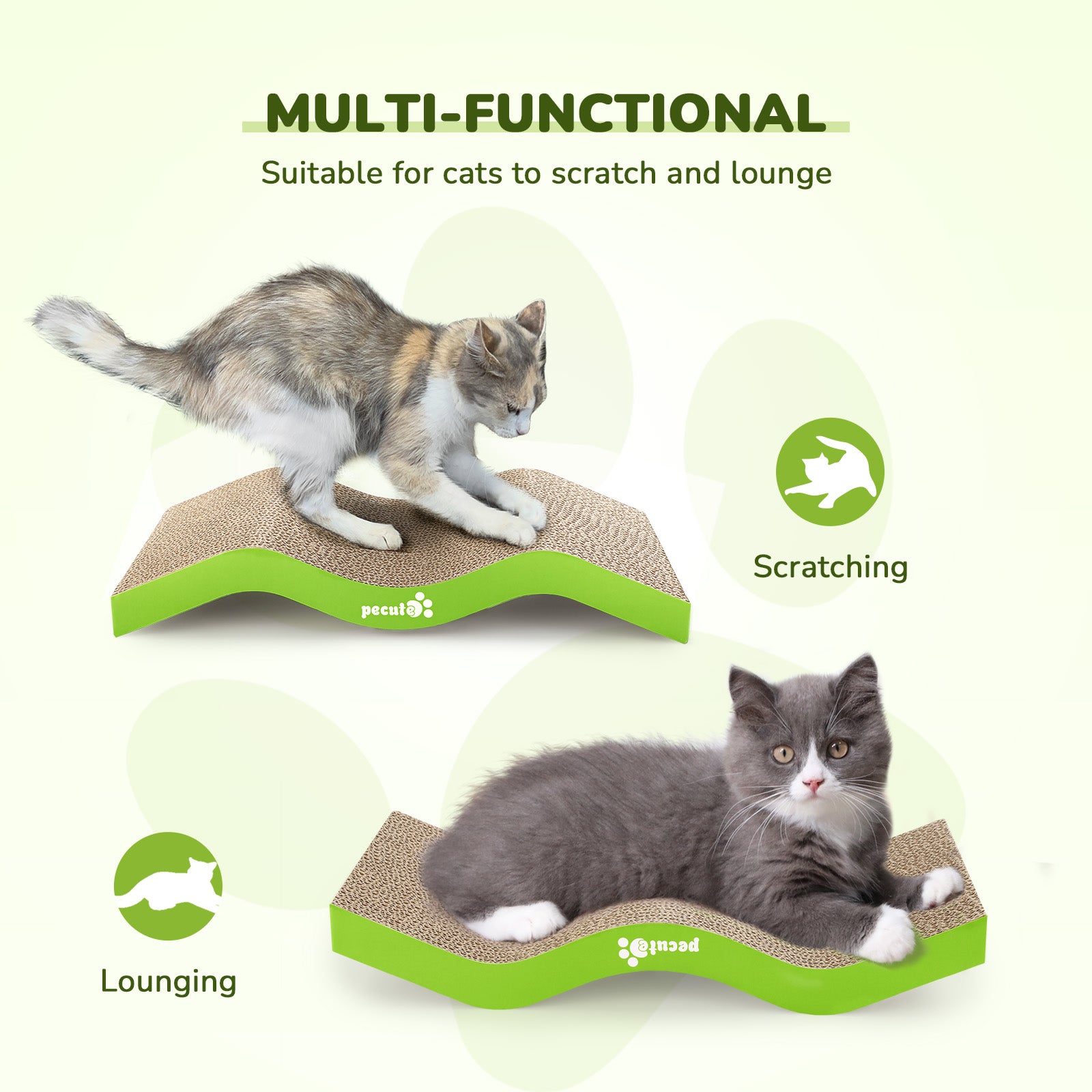 Pecute Wavy Shape Double-Sided Cat Scratcher Replacement Board