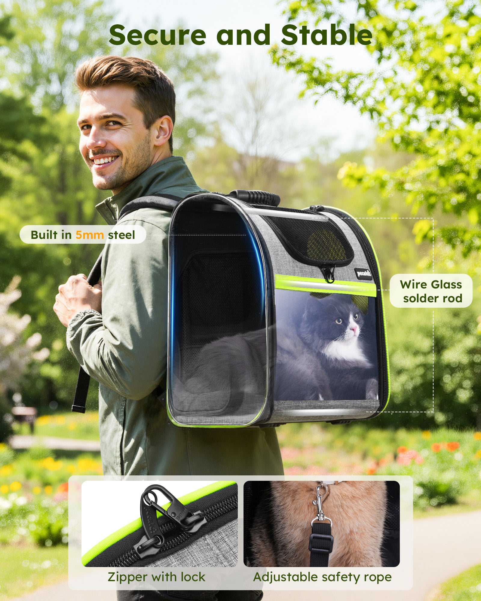 Pecute Portable respirant sac à dos extensible chat transporteur chien sac à dos (gris)