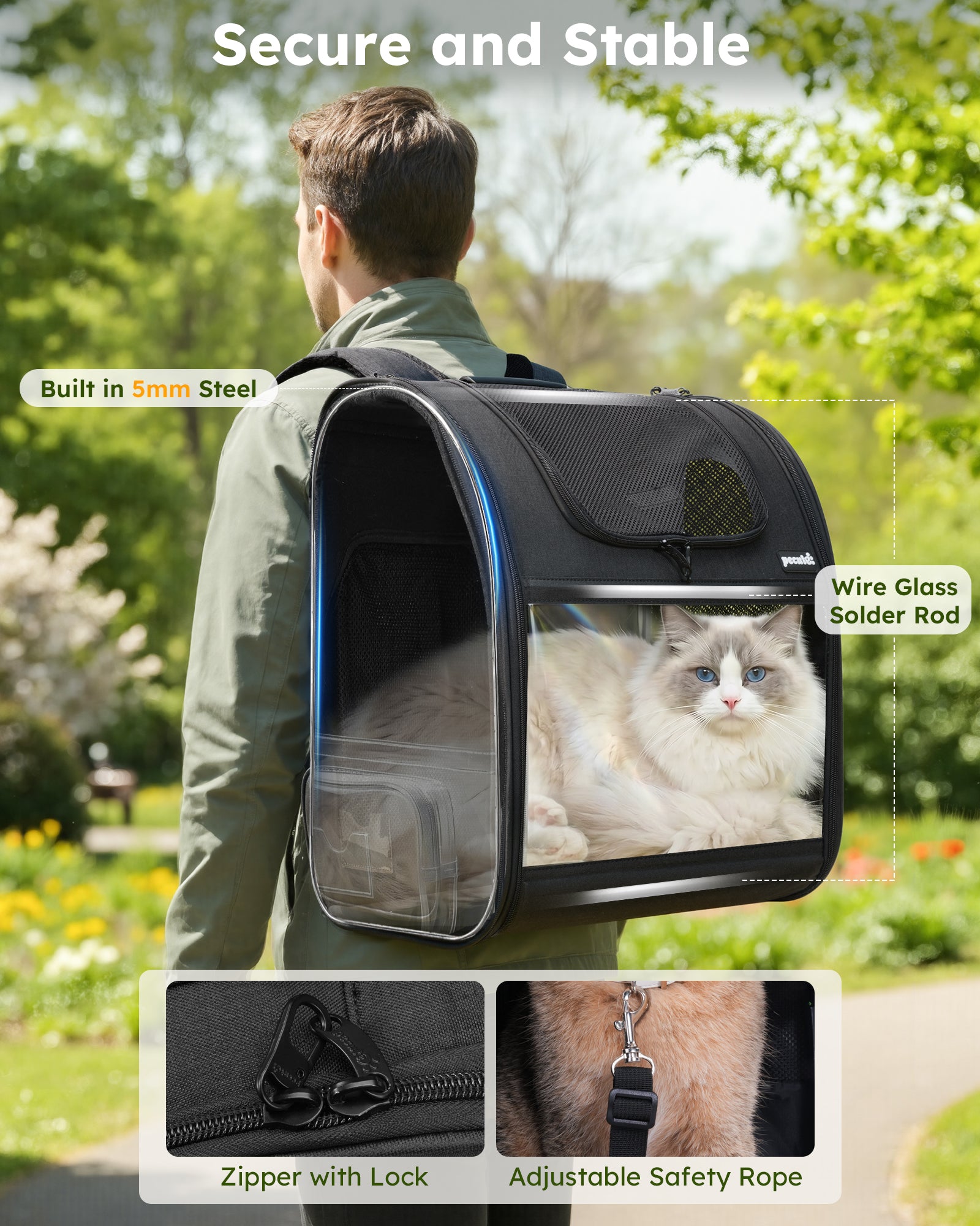 Pecute Expandable Portable Breathable Rucksack Cat Carrier Dog Backpack