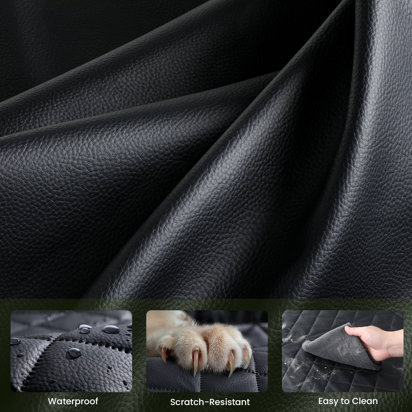 Pecute Full Surrounded Dog Car Seat Cover for Back Seat, Car Window Fixing for Maximum Car Protection