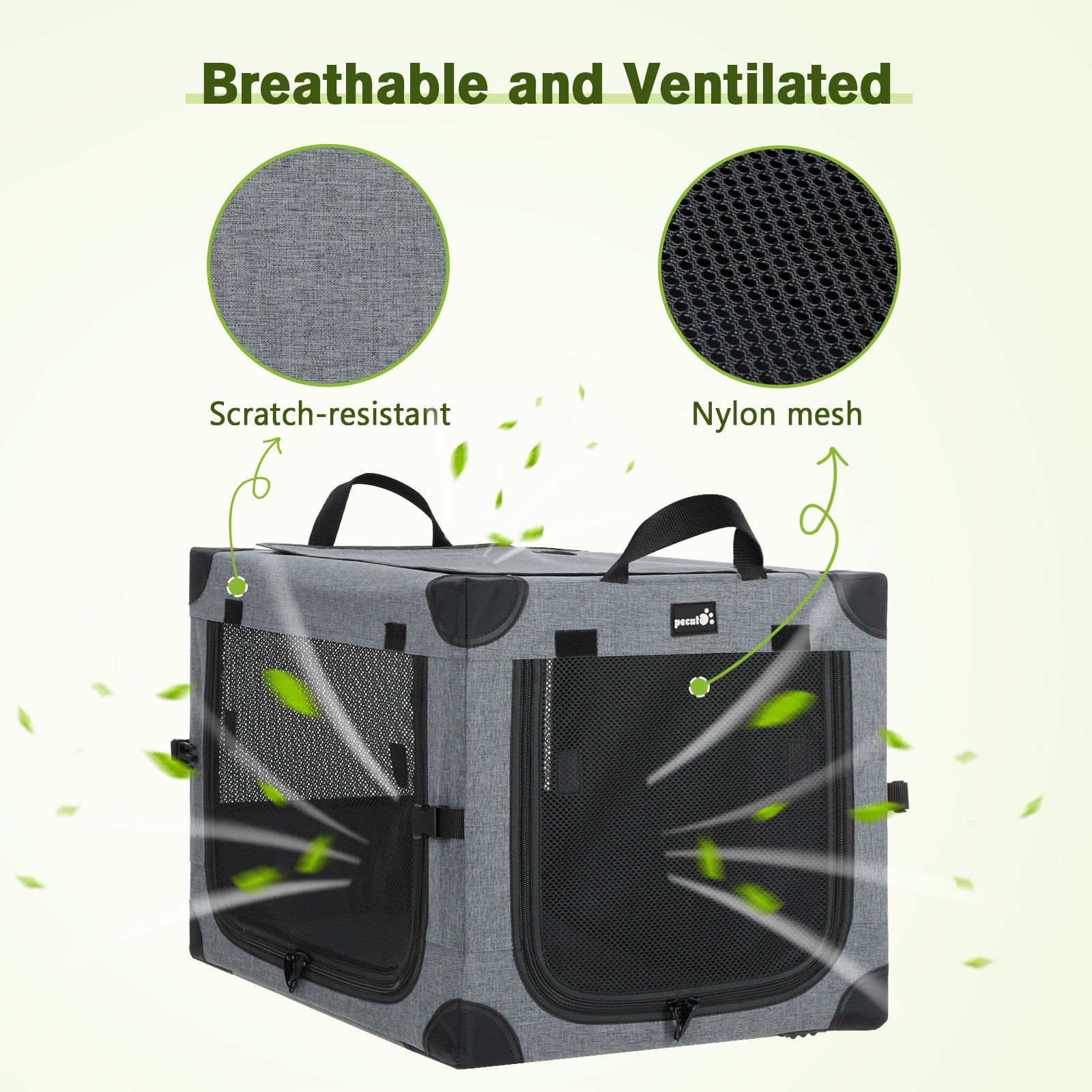 Pecute Dog Carrier, Collapsible Dog Crate with Breathable Mesh