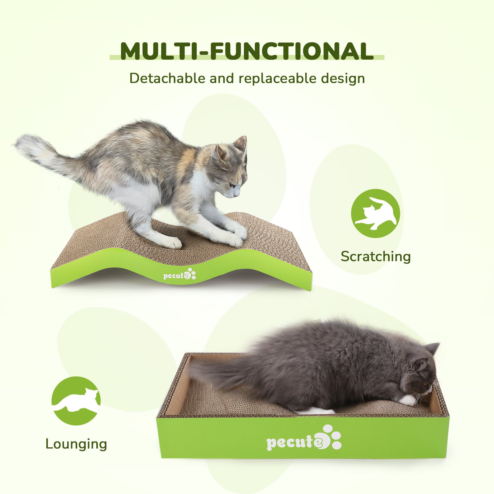 Pecute Wavy Shape Double-Sided Cat Scratcher Scratching Board