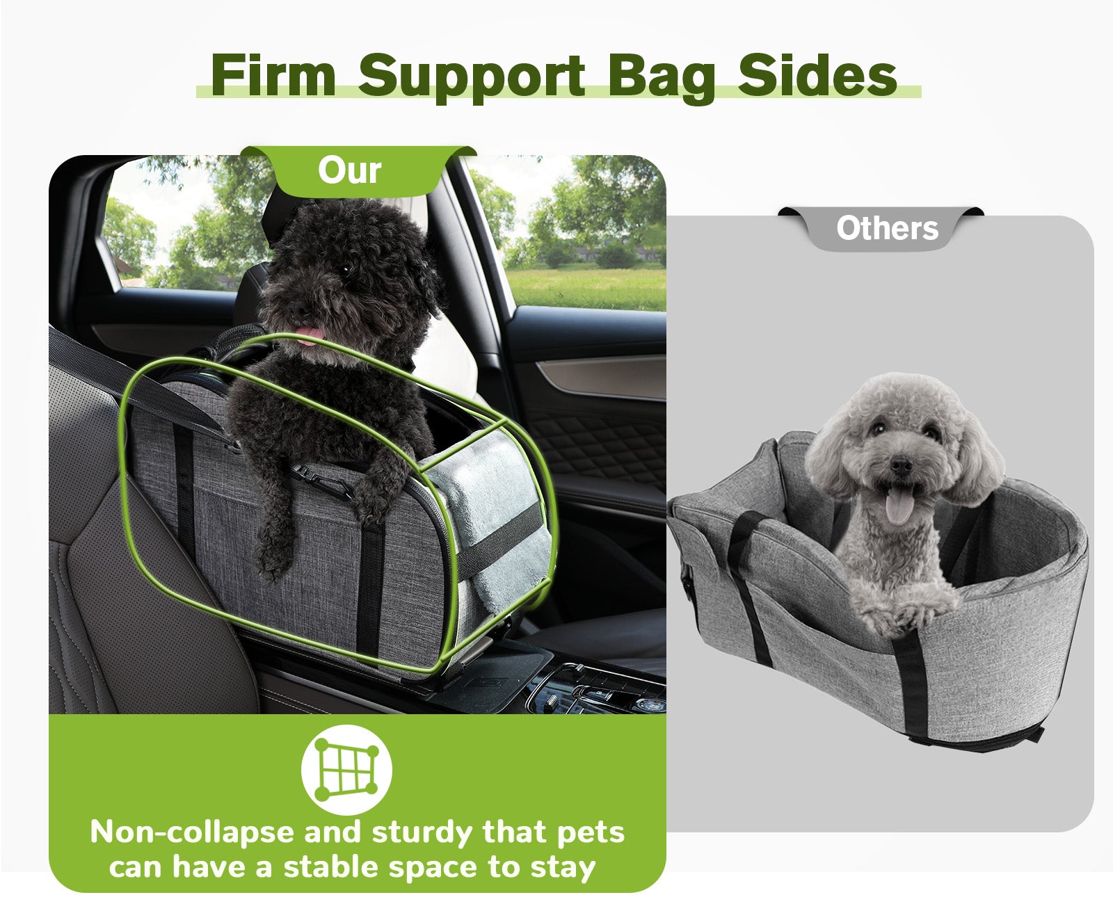 Pecute Car Center Armrest Bolsa para mascotas gris