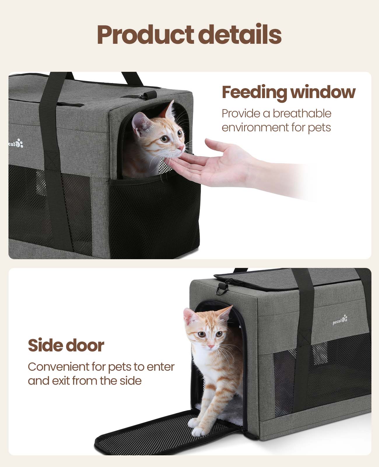 Pecute Cat Handbag Square Built-in Frame