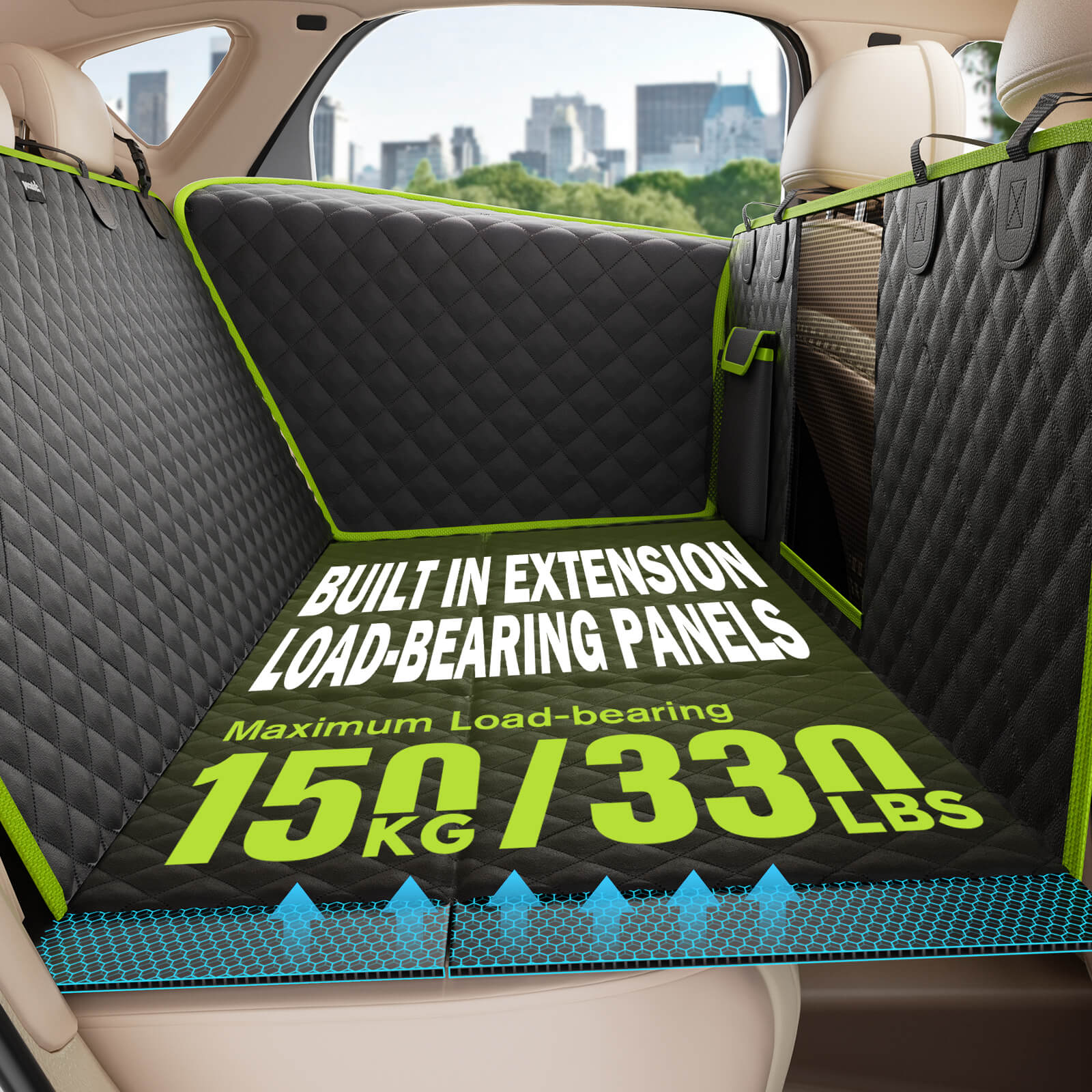 Pecute Full Surrounded Dog Car Seat Cover for Back Seat, Car Window Fixing for Maximum Car Protection