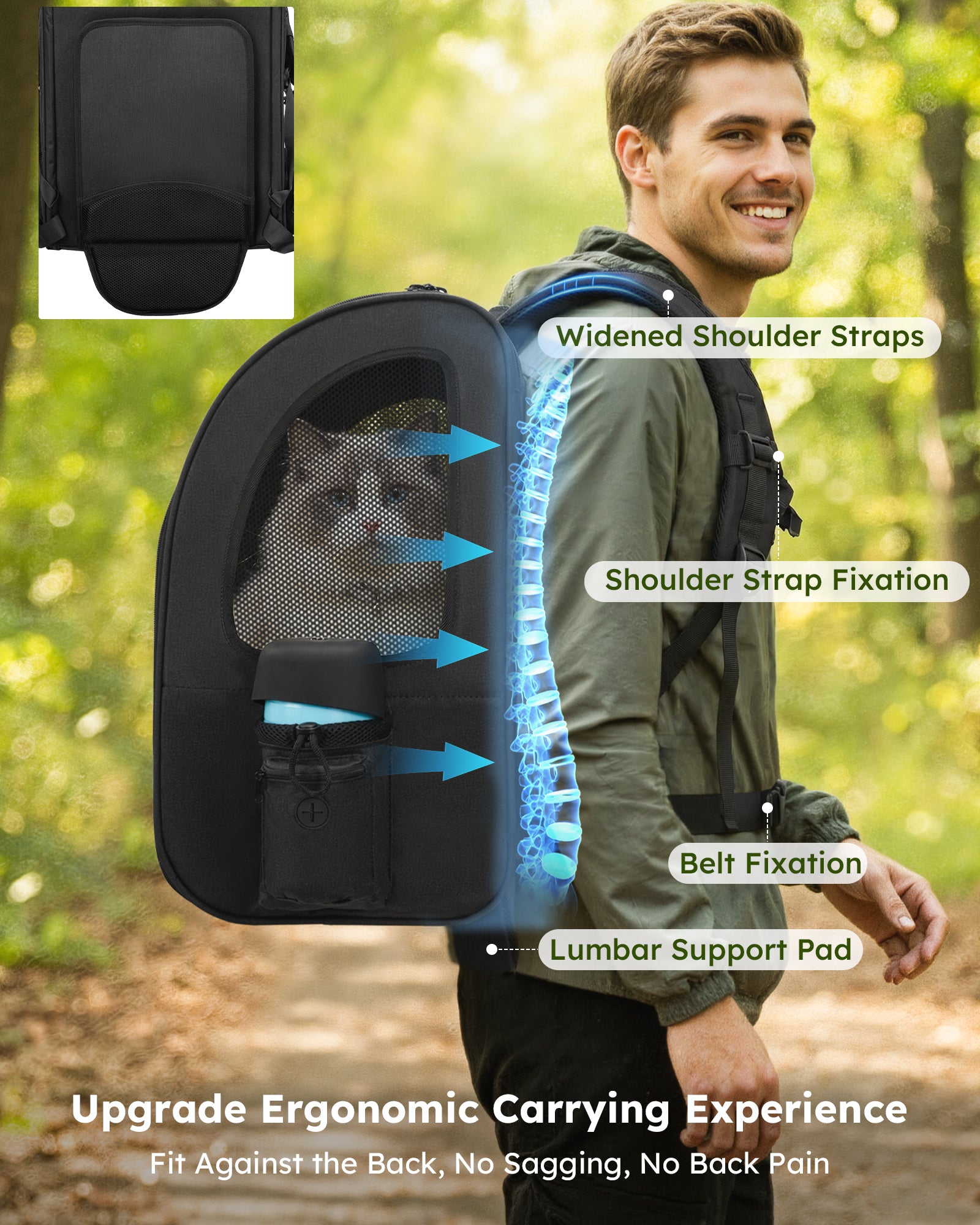 Pecute Expandable Portable Breathable Rucksack Cat Carrier Dog Backpack