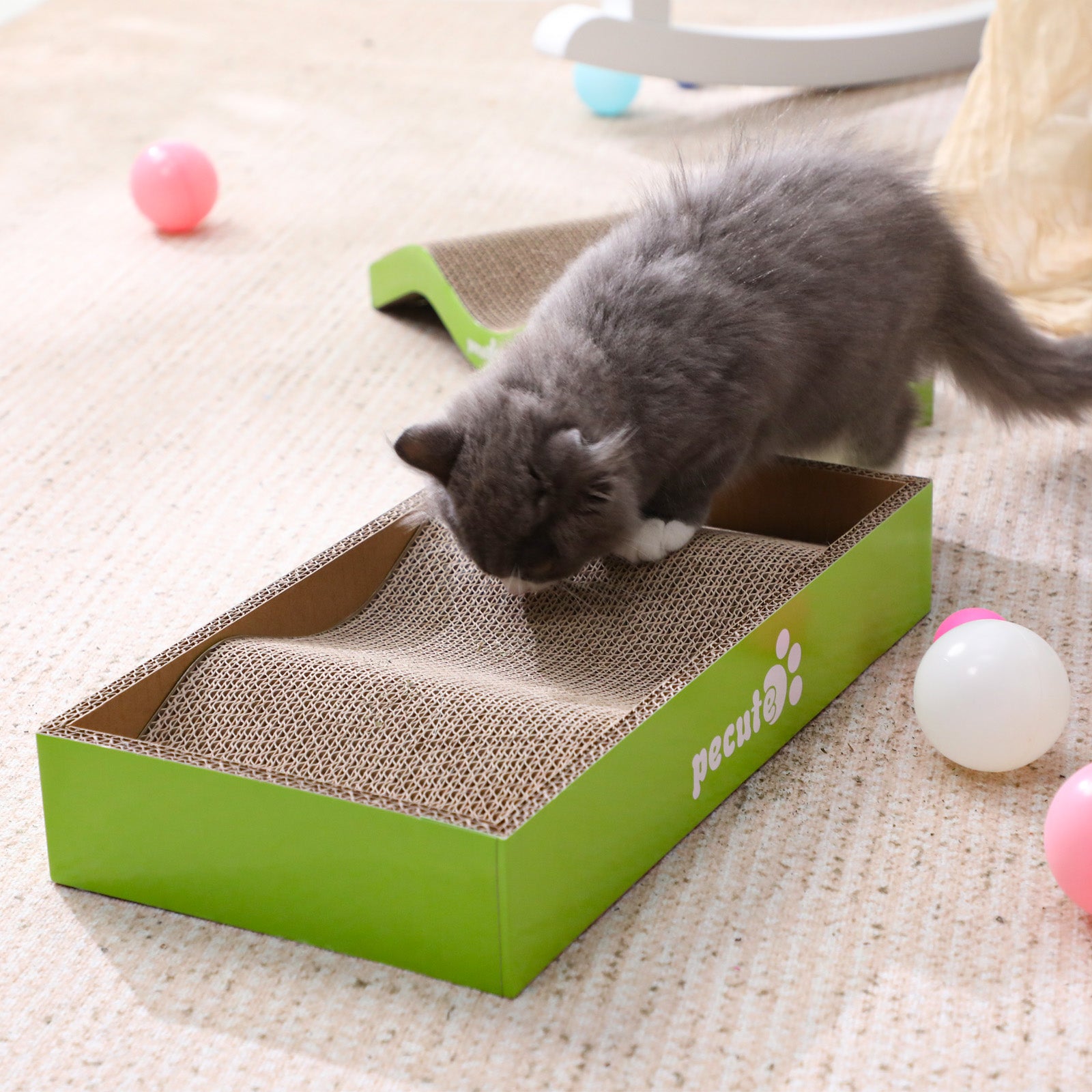 Pecute Wavy Shape Double-Sided Cat Scratcher Scratching Board