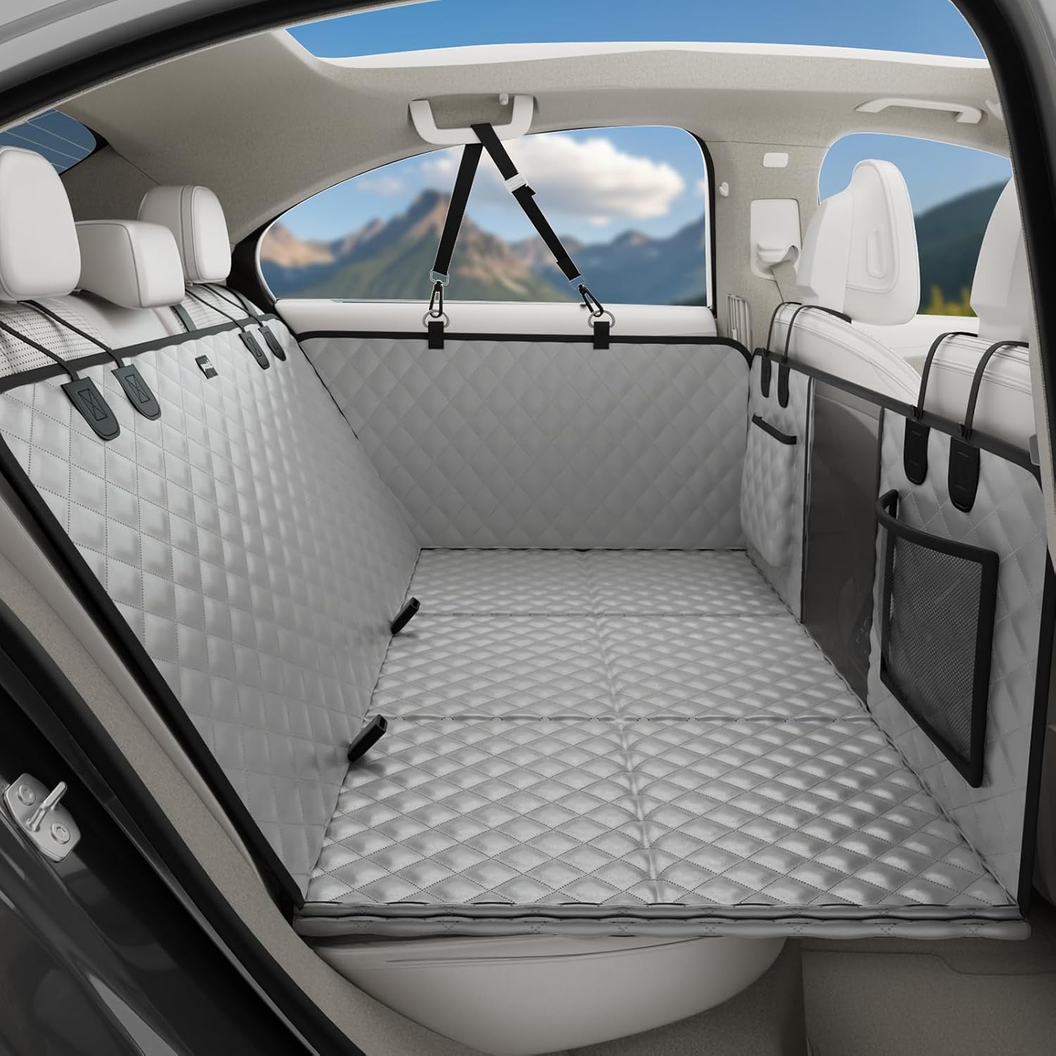 Pecute 2025 Upgrade Dog Car Seat Cover&Extender&Barriers 3 in 1 Up to 150kg