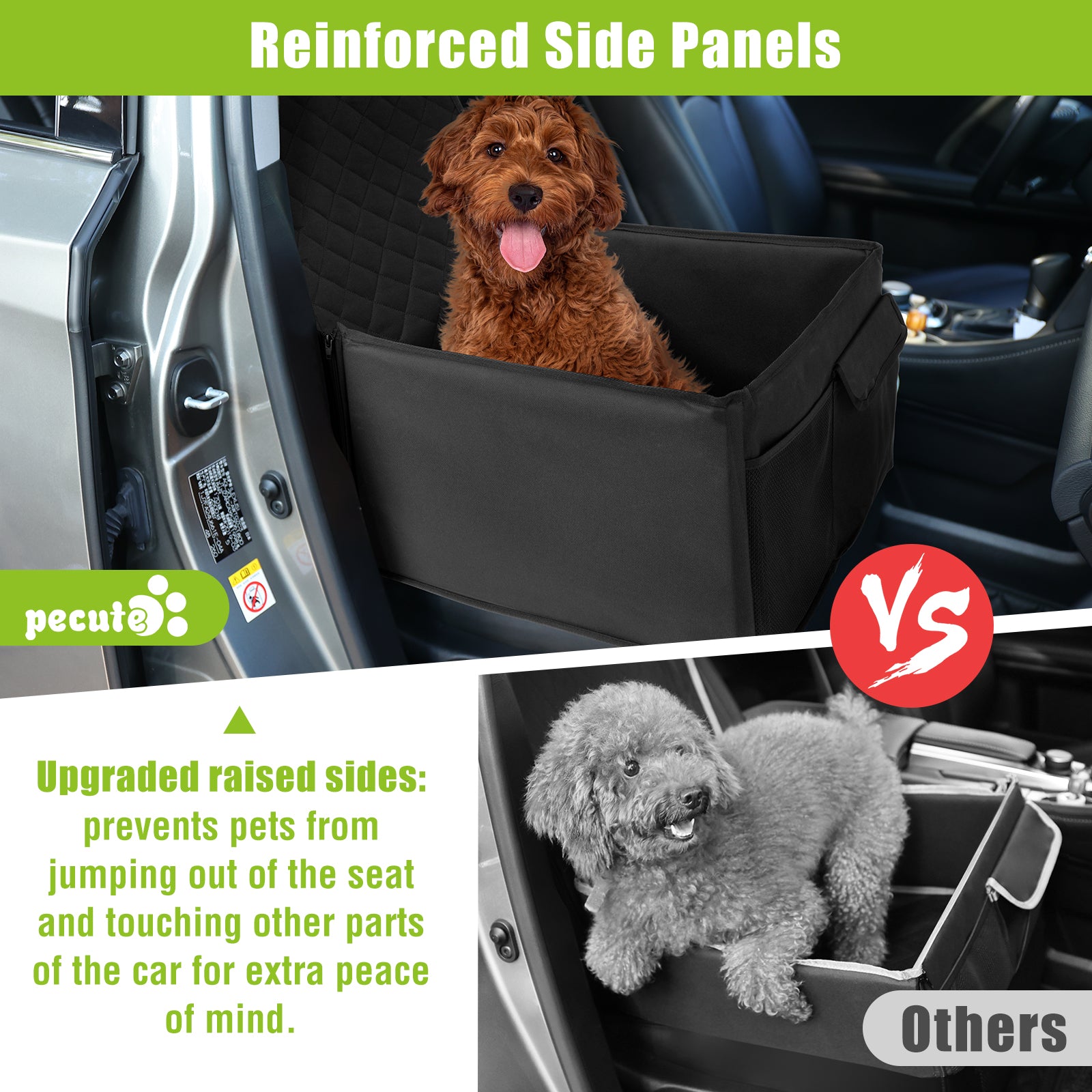 pecute Silla de Coche para Perros Extra Estable 43x43x75cm