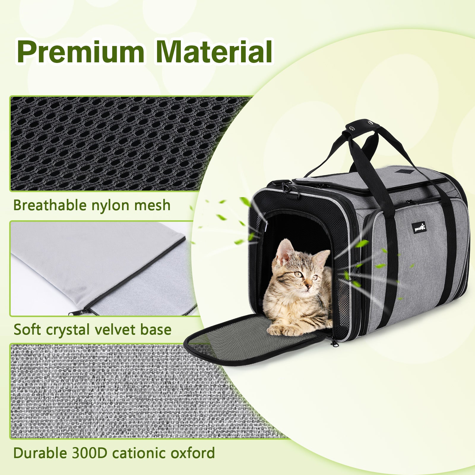 Pecute Cat Carrier Extensible, très grand sac de transport pour animaux de compagnie