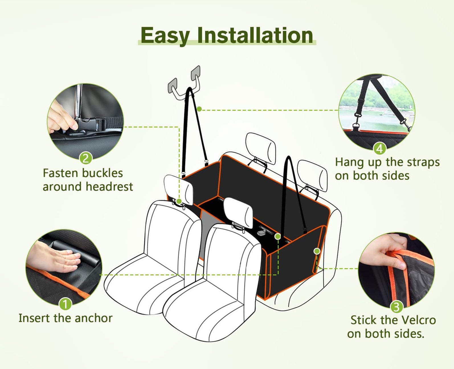 Pecute Dog Car Seat Cover with Hard Bottom