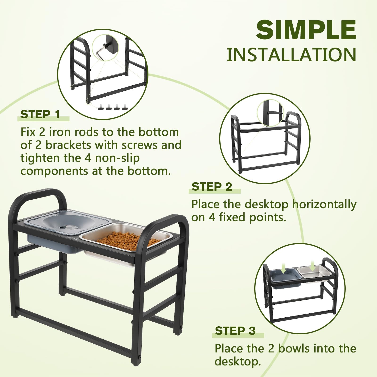 Pecute Raised Non-Spill Dog Bowl Stand