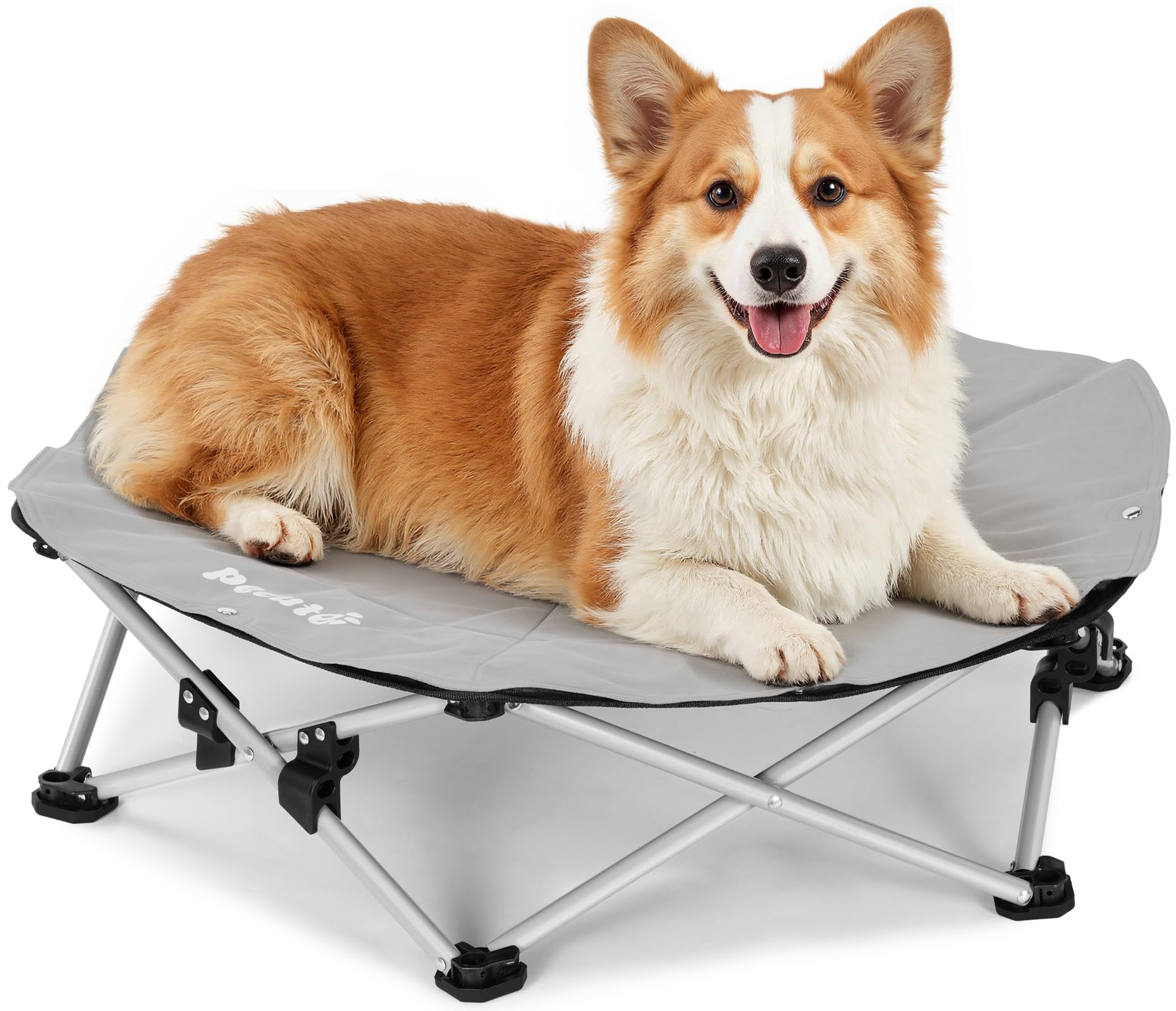 pecute ELevated Pet Bed with Cooling Mat, Cat Cooling Bed Built with 360° Breathable Mesh, Dog Cooling Bed Foldable, Portable and Non-slip, for Indoor and Outdoor Use, Supports up to 60kg,M,Dia 60cm
